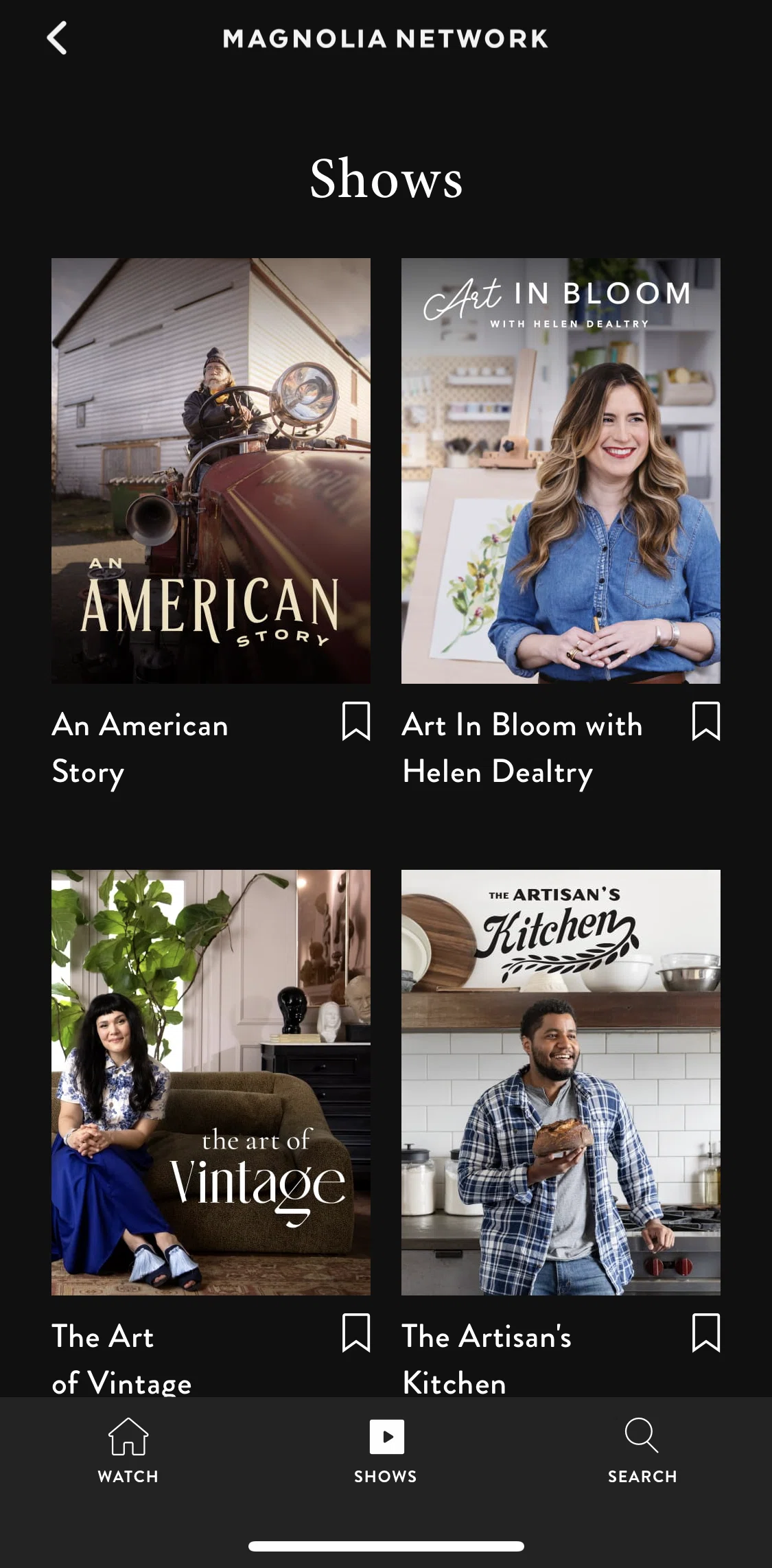 Magnolia Screen screen in the Shows flow