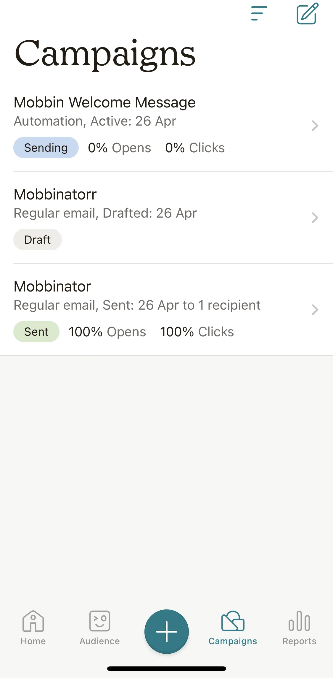 Mailchimp Screen screen in the Campaigns flow