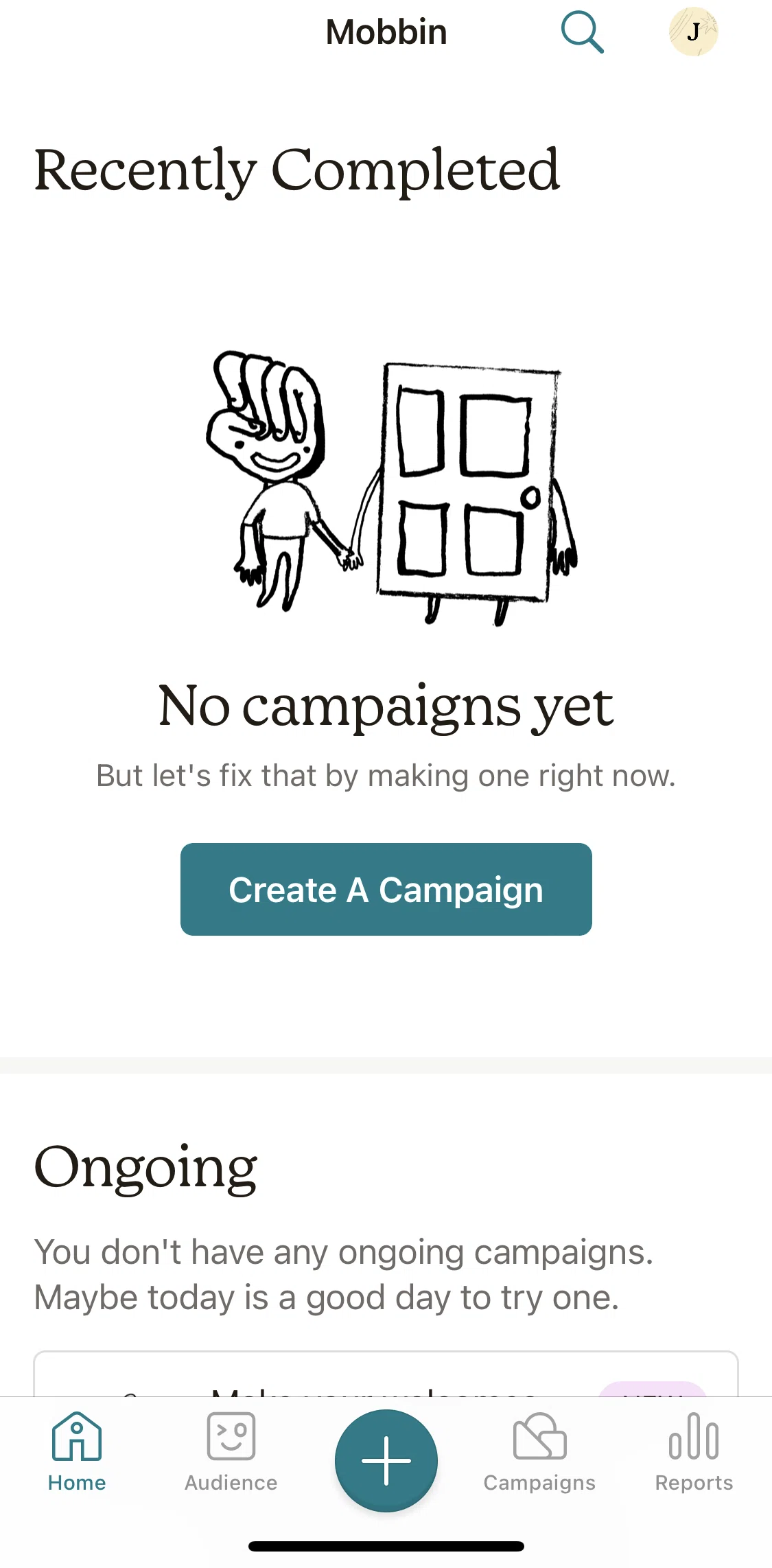 Mailchimp Screen screen in the Creating a campaign email flow