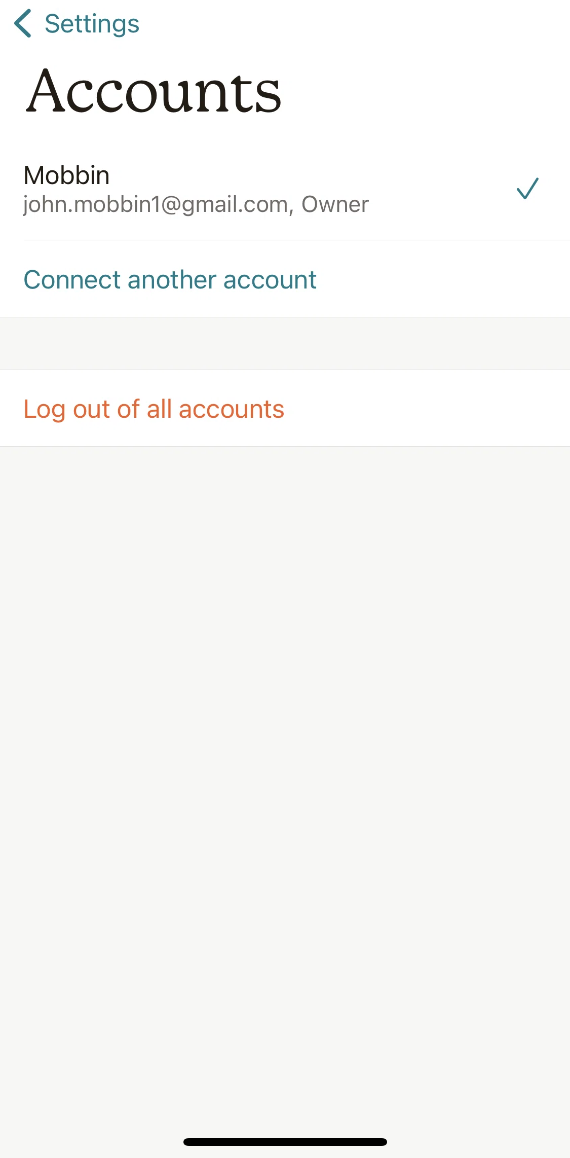Mailchimp Screen screen in the Logging out flow