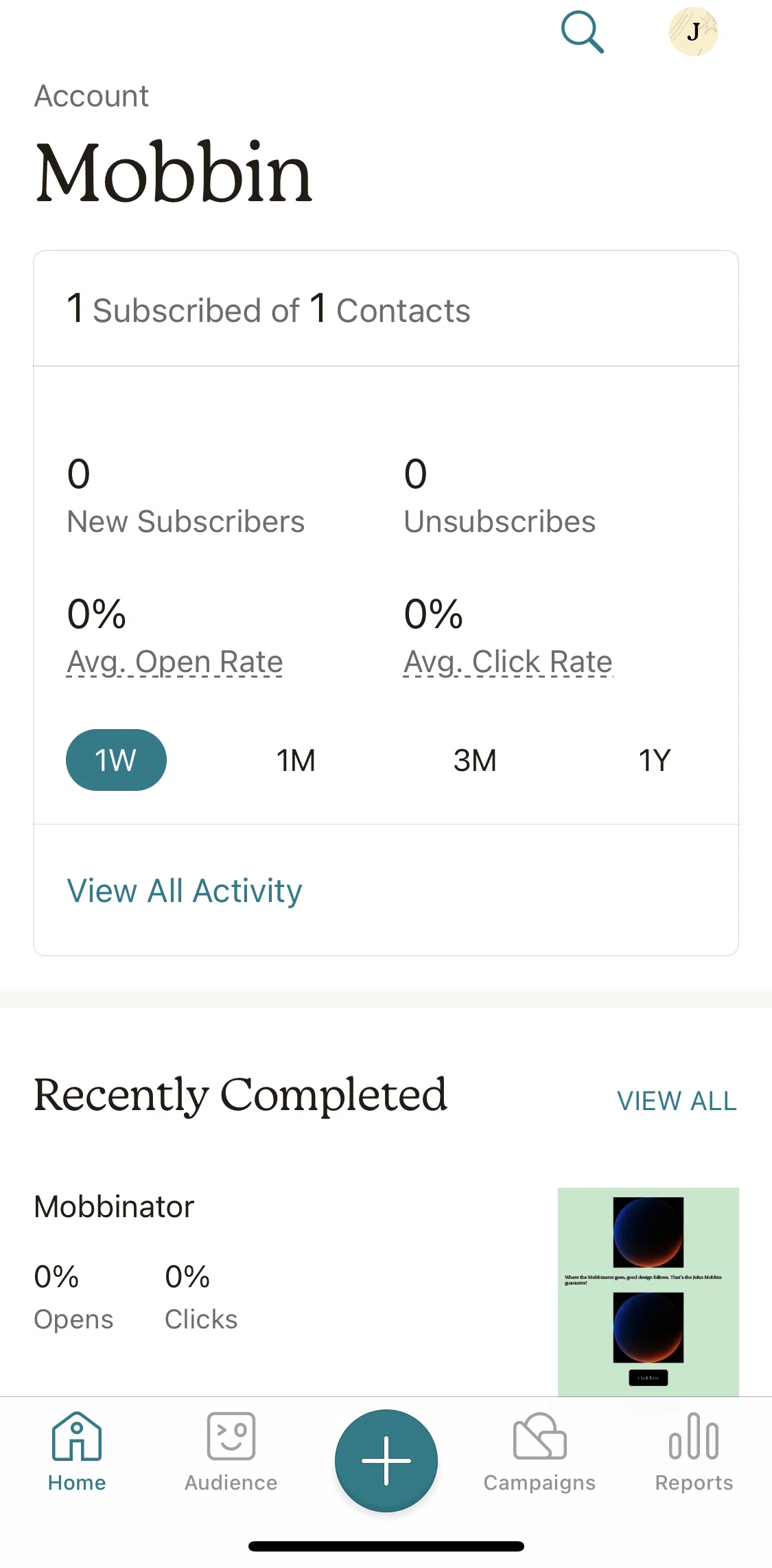 Mailchimp Screen screen in the Searching for a campaign or contact flow