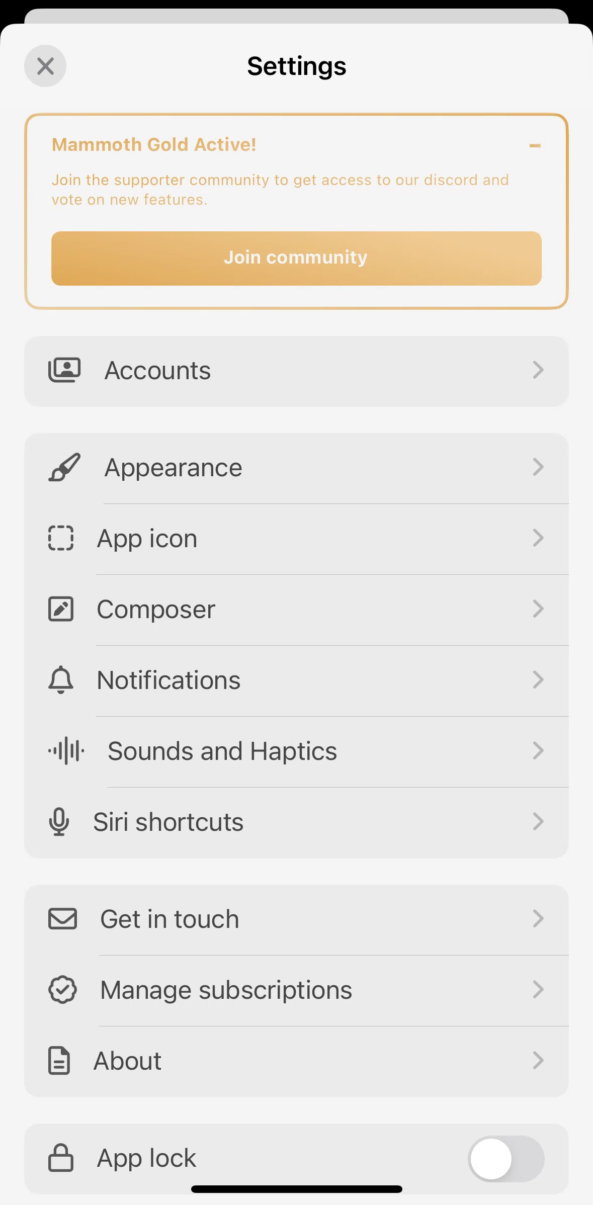Mammoth Screen screen in the Changing app icon flow