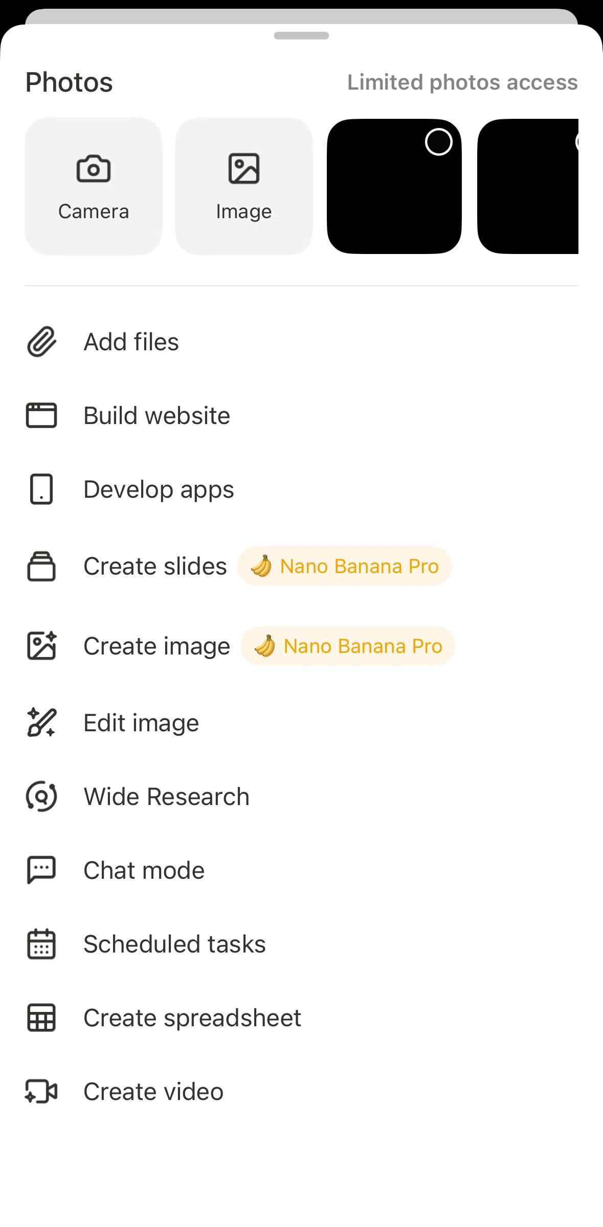 Manus Screen screen in the Completing a task (wide research) flow