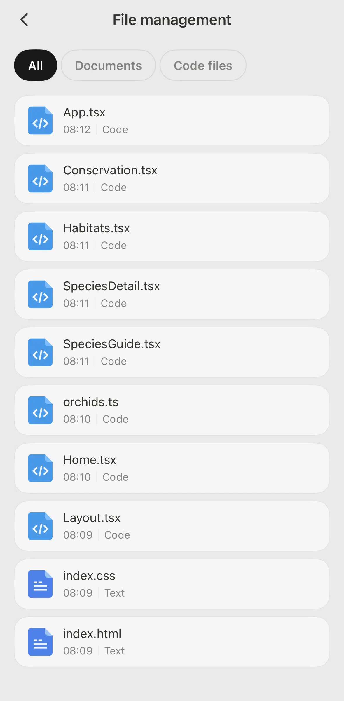Manus Screen screen in the File detail (text) flow