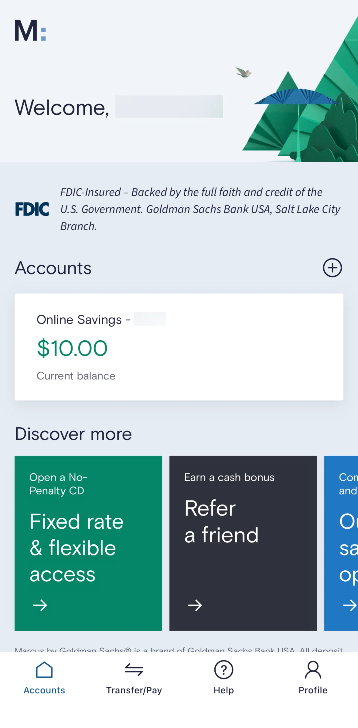 Marcus by Goldman Sachs Screen screen in the Help flow