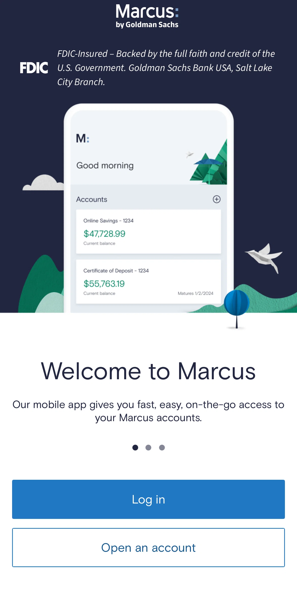 Marcus by Goldman Sachs Screen screen in the Onboarding flow