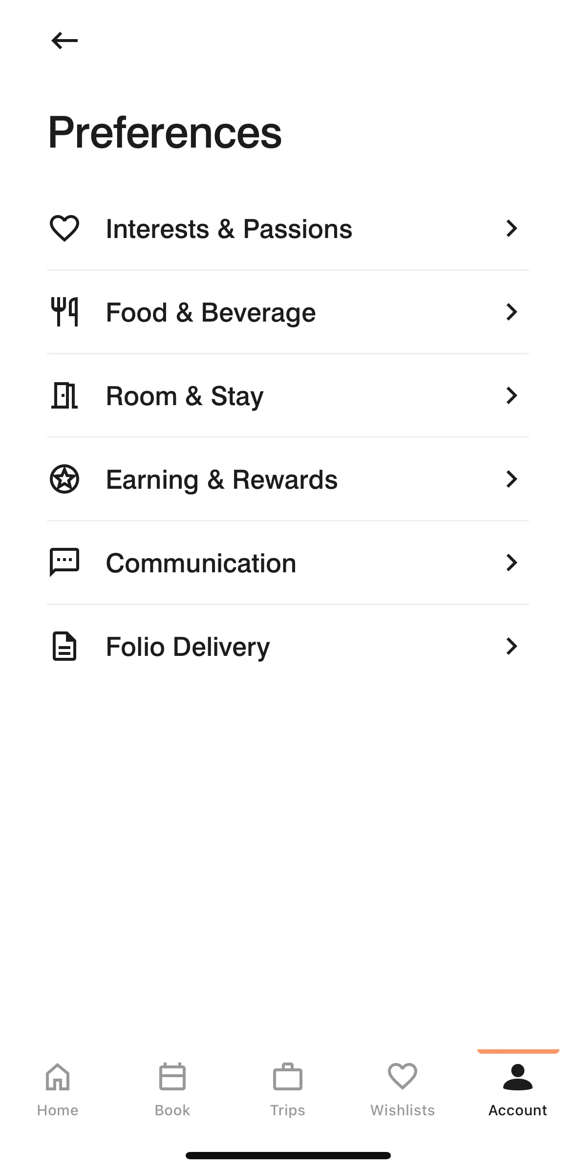 Marriott Bonvoy Screen screen in the Adding folio delivery preference flow