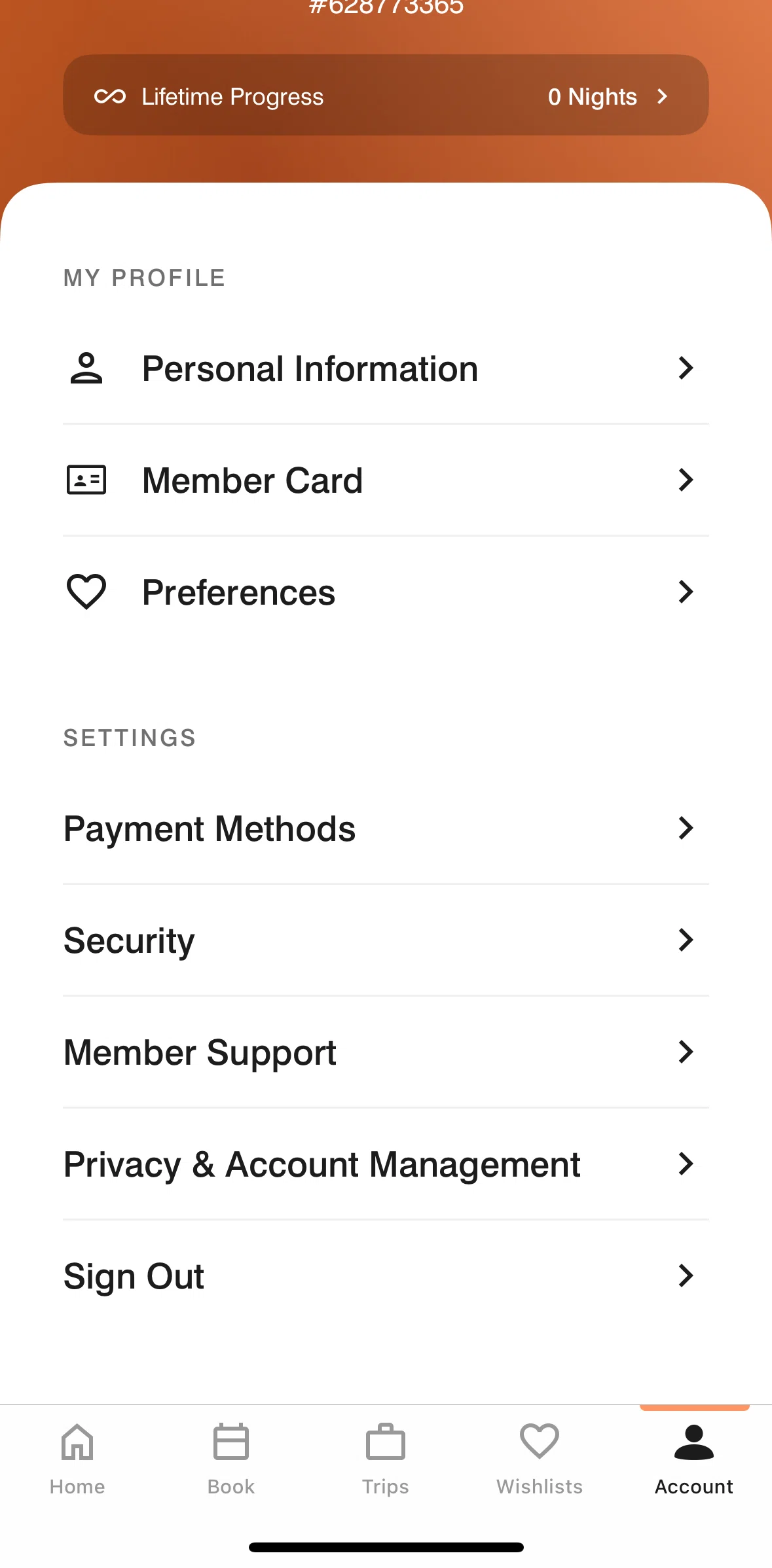 Marriott Bonvoy Screen screen in the Changing password flow