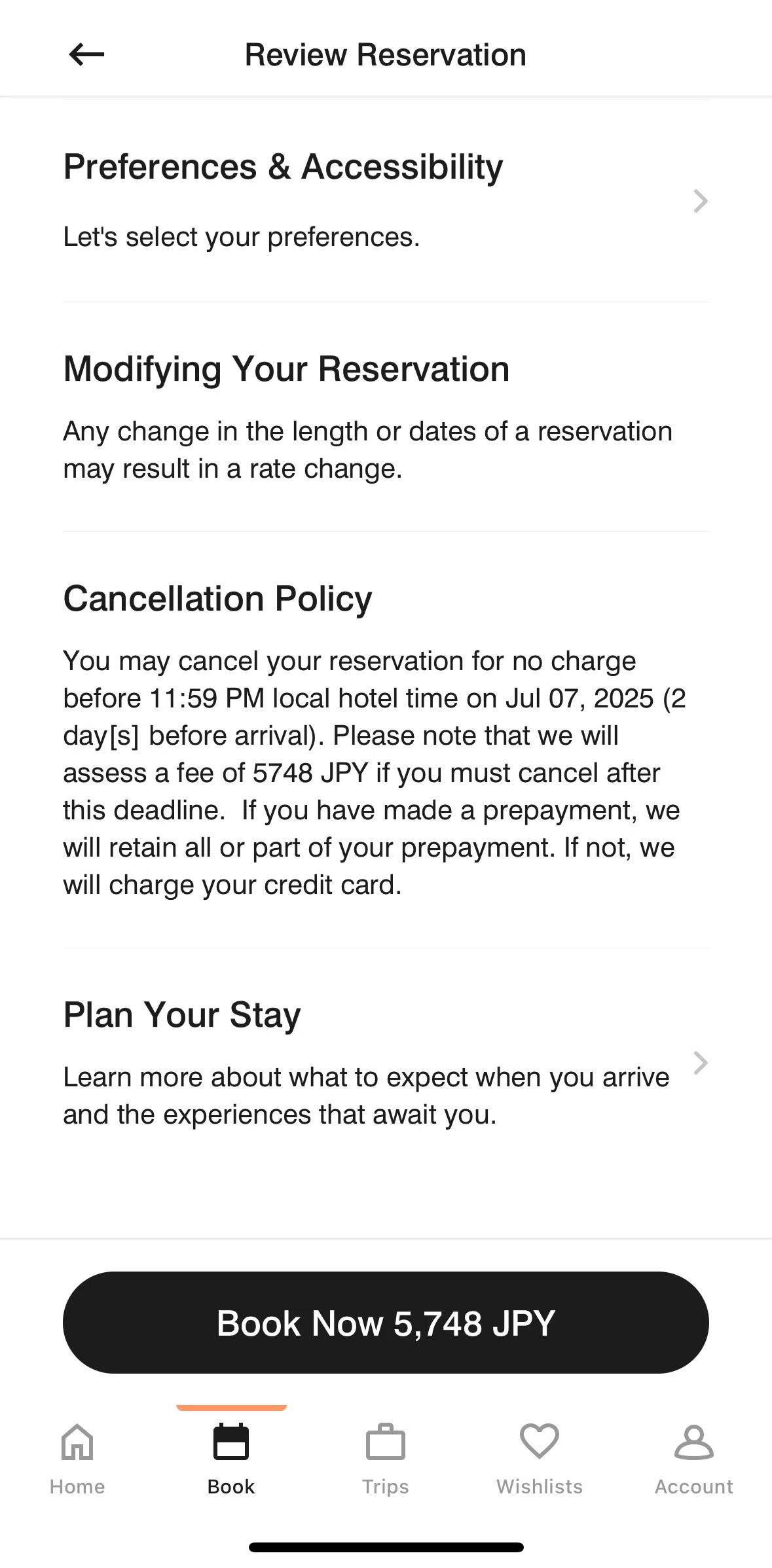 Marriott Bonvoy Screen screen in the Changing preferences flow