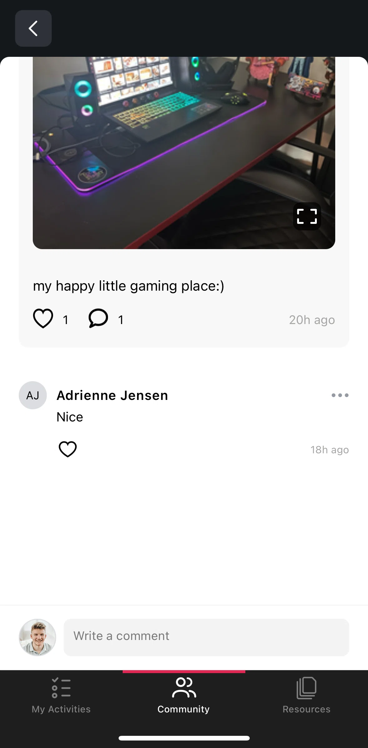 Masterclass Screen screen in the Commenting on a post flow