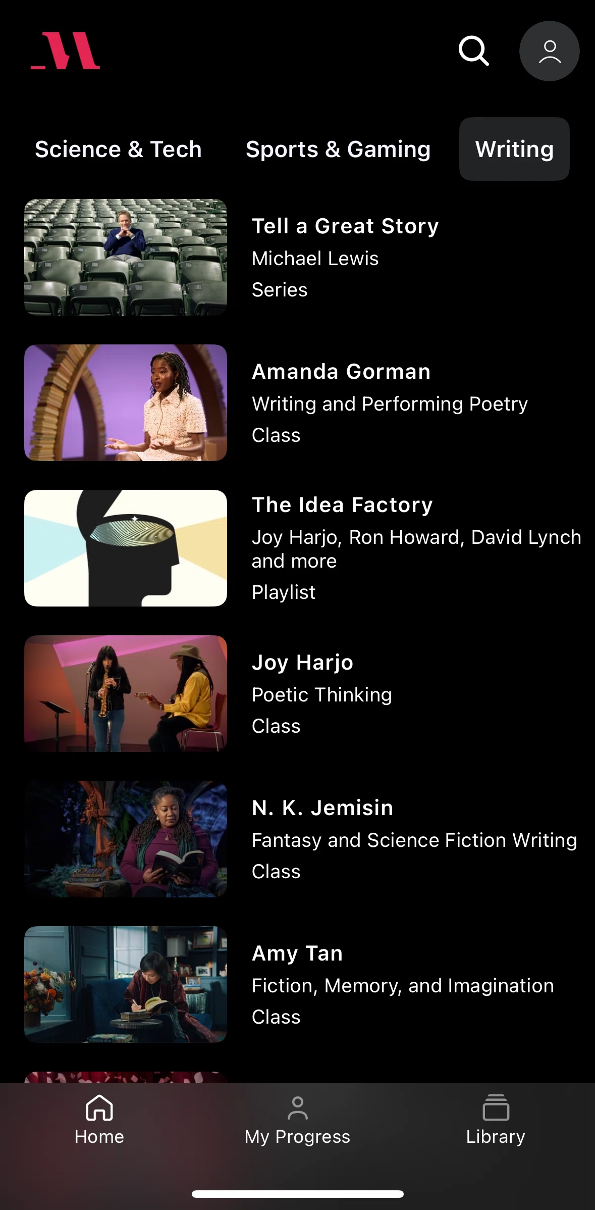 Masterclass Screen screen in the Playlist detail flow