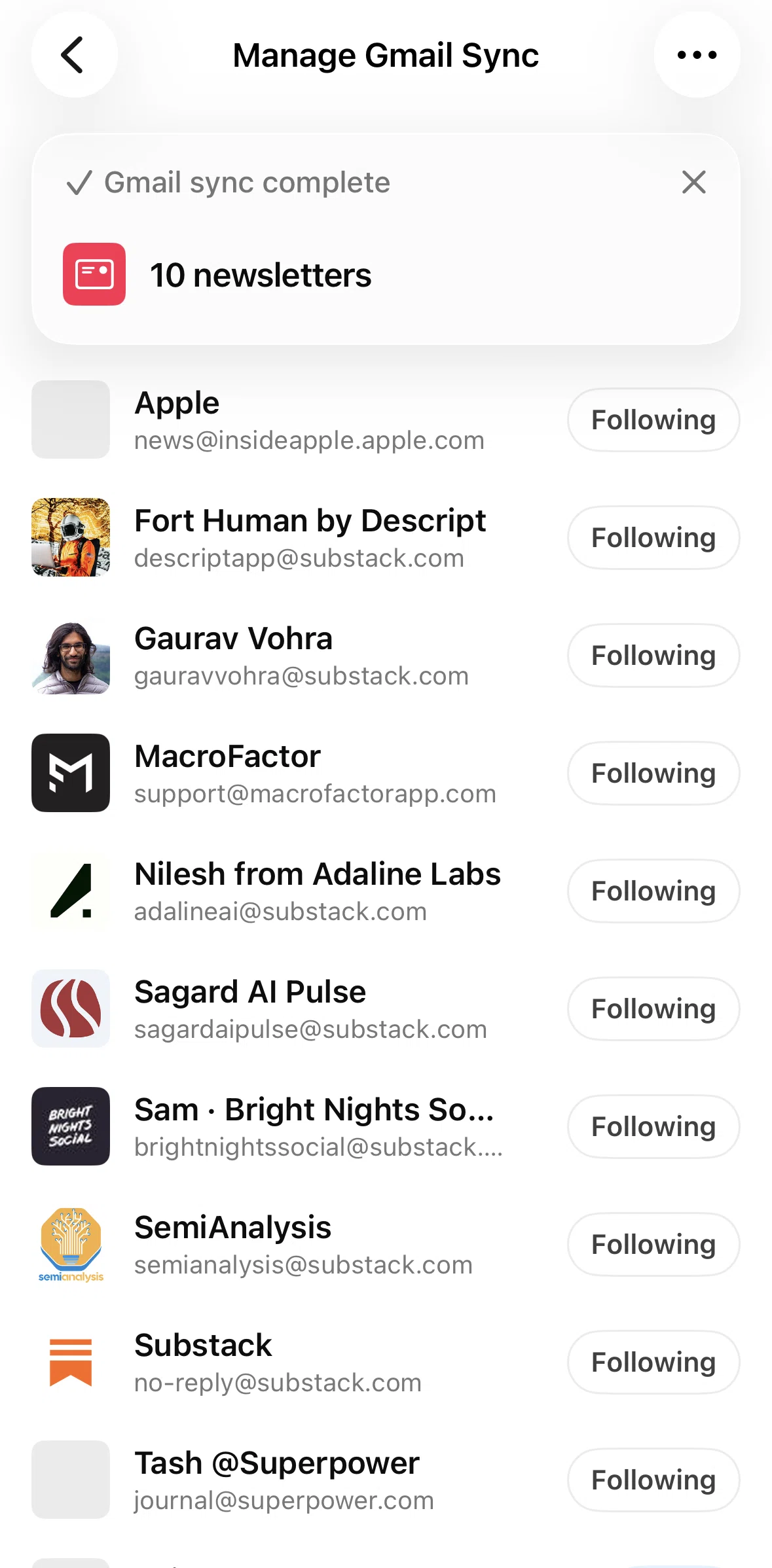 Matter Screen screen in the Disconnecting from Gmail flow