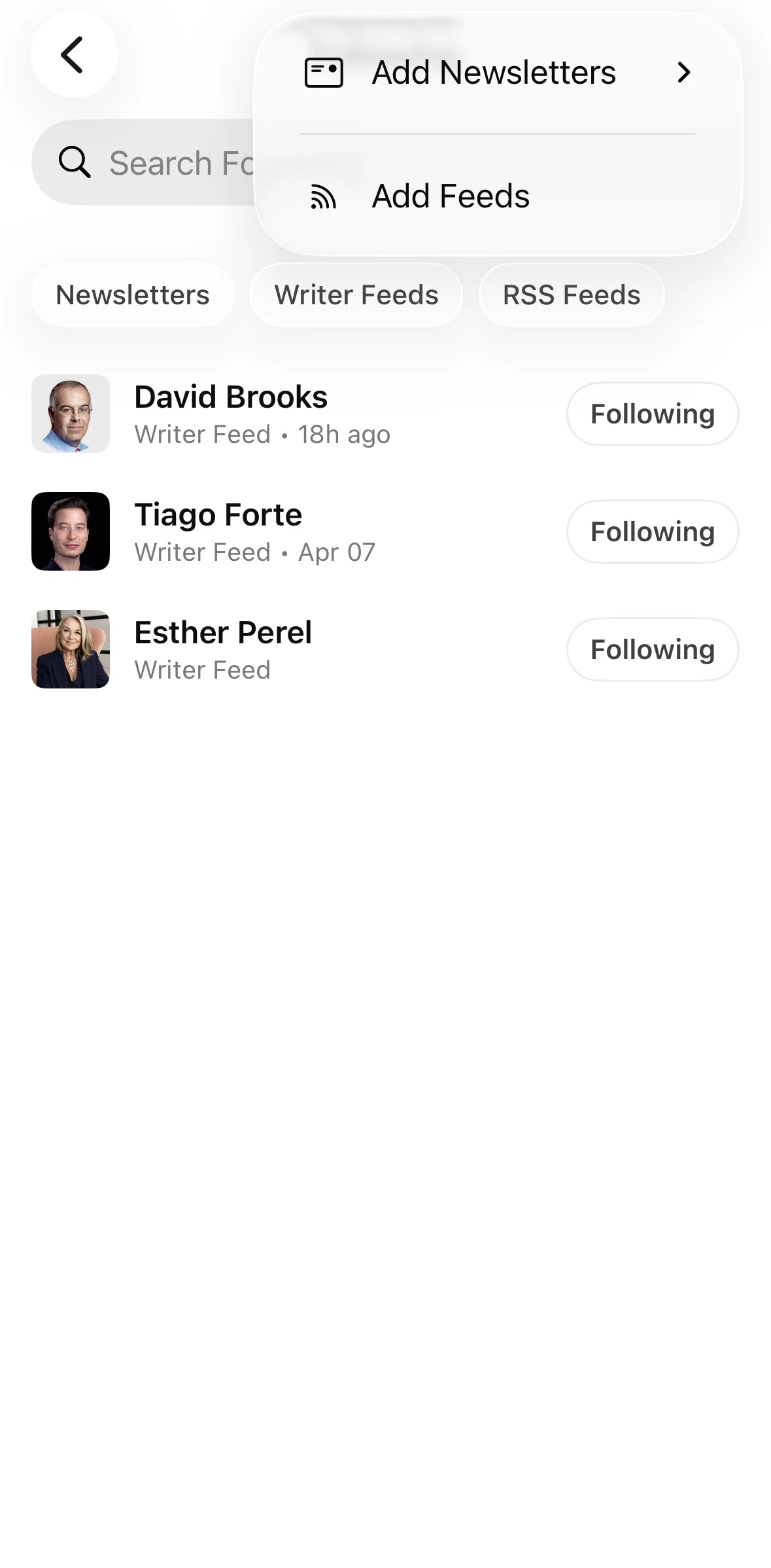 Matter Screen screen in the Discover writers flow