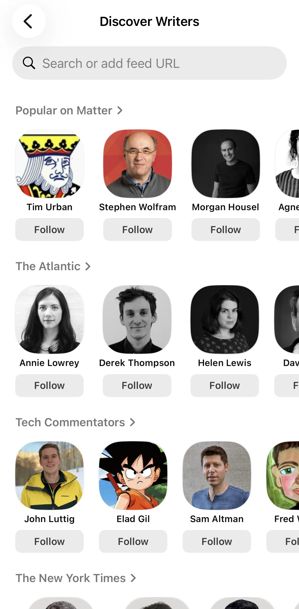 Matter Screen screen in the Searching feed flow