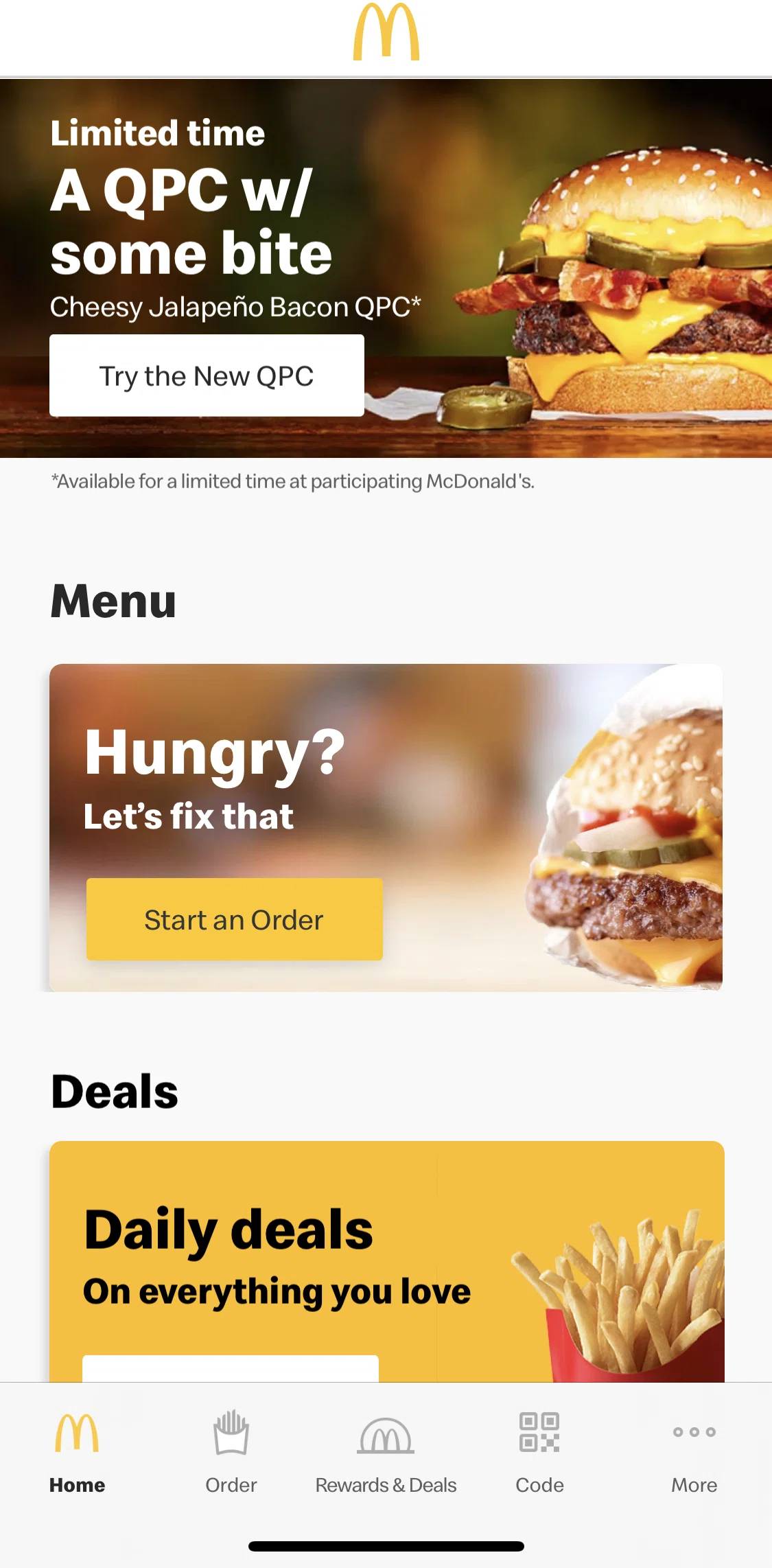 McDonald's Screen screen in the Logging in flow