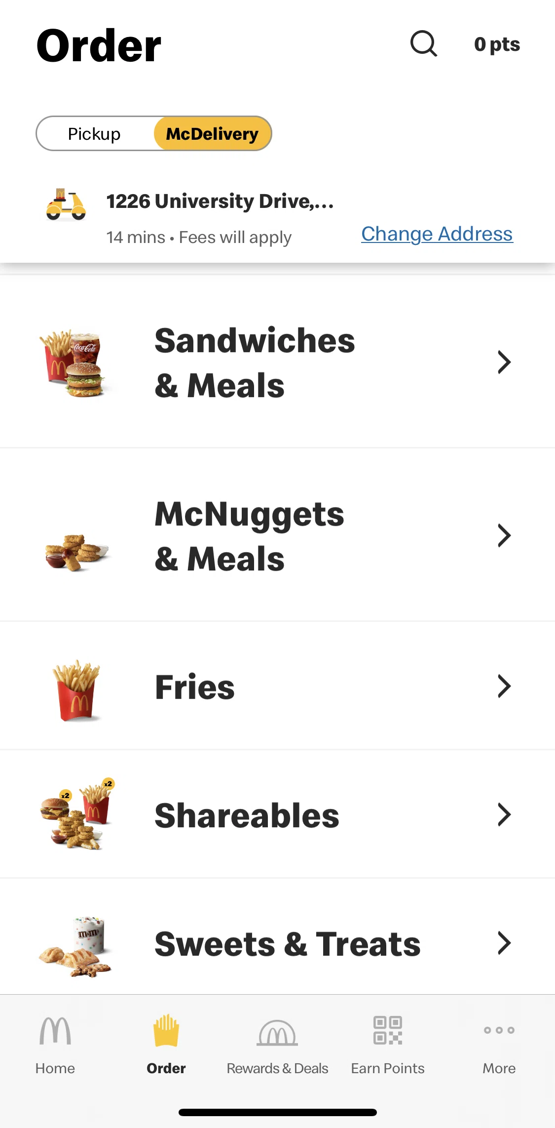 McDonald's Screen screen in the Ordering food delivery flow