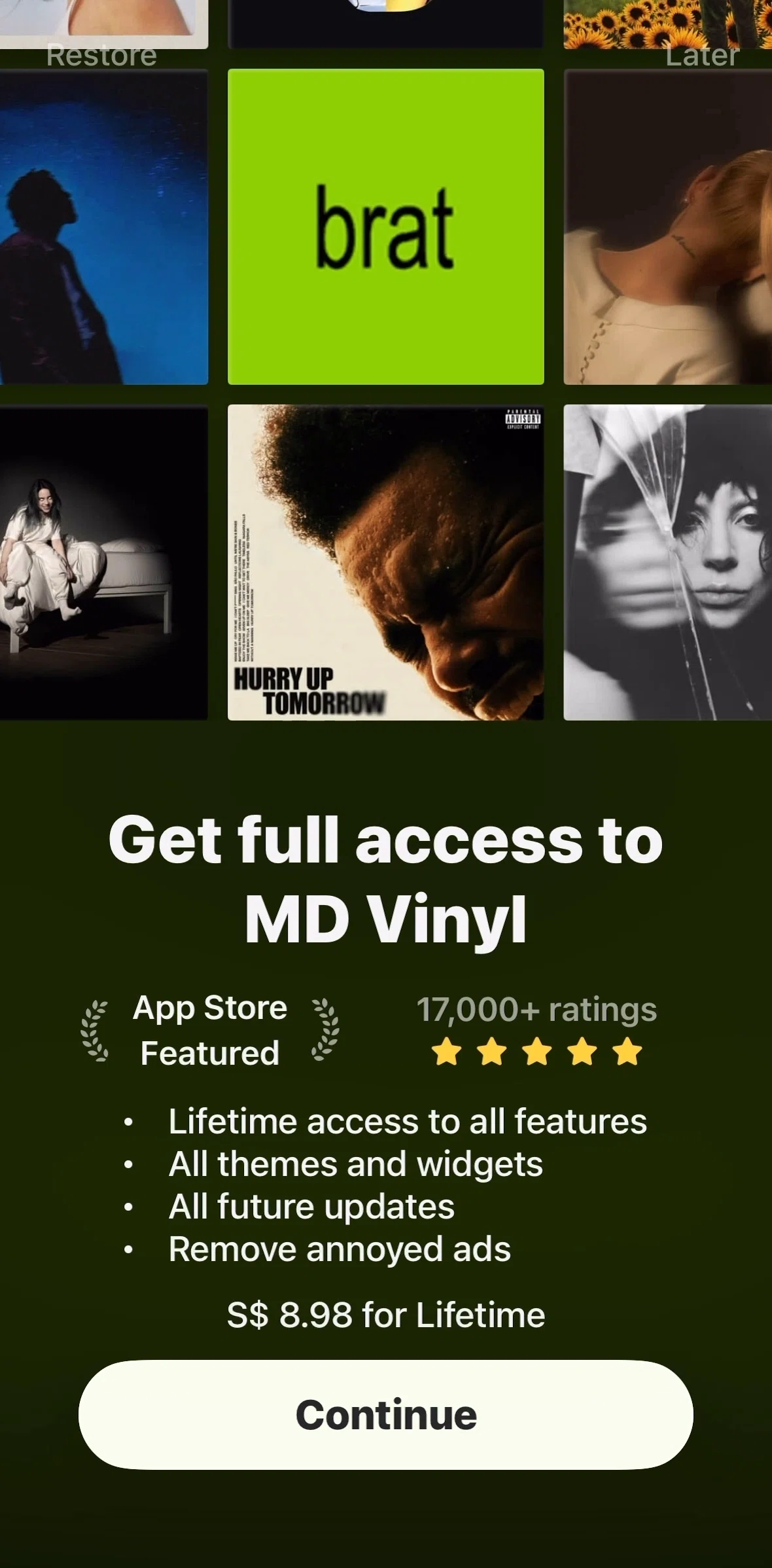 MD Vinyl Screen screen in the Completing the guided tutorial flow