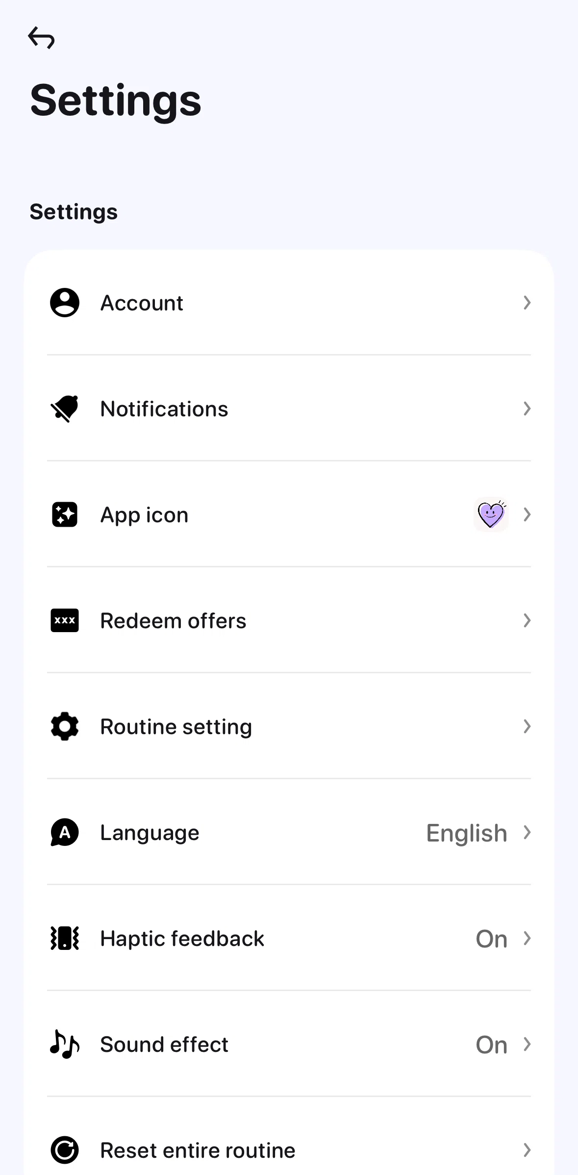 Me+ Screen screen in the Changing routine setting flow