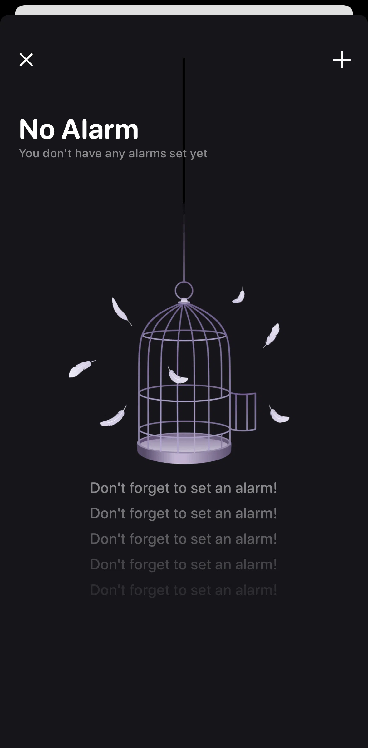 Me+ Screen screen in the Creating an alarm flow