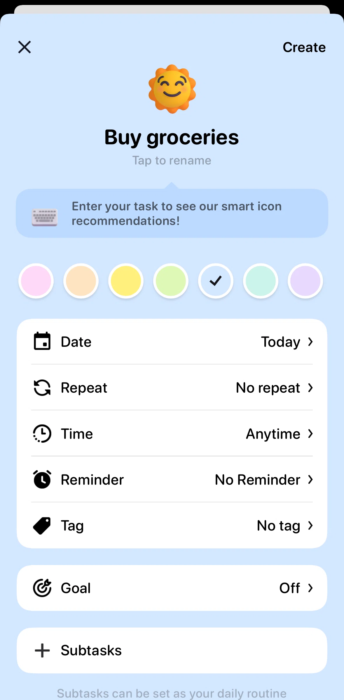 Me+ Screen screen in the Enabling a goal flow