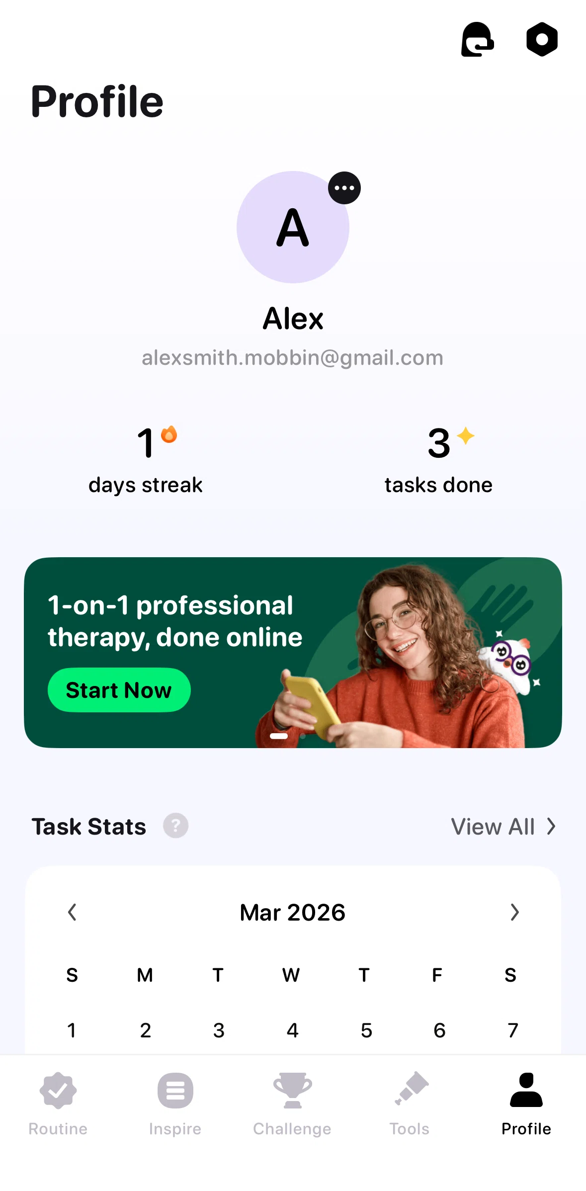 Me+ Screen screen in the Settings flow