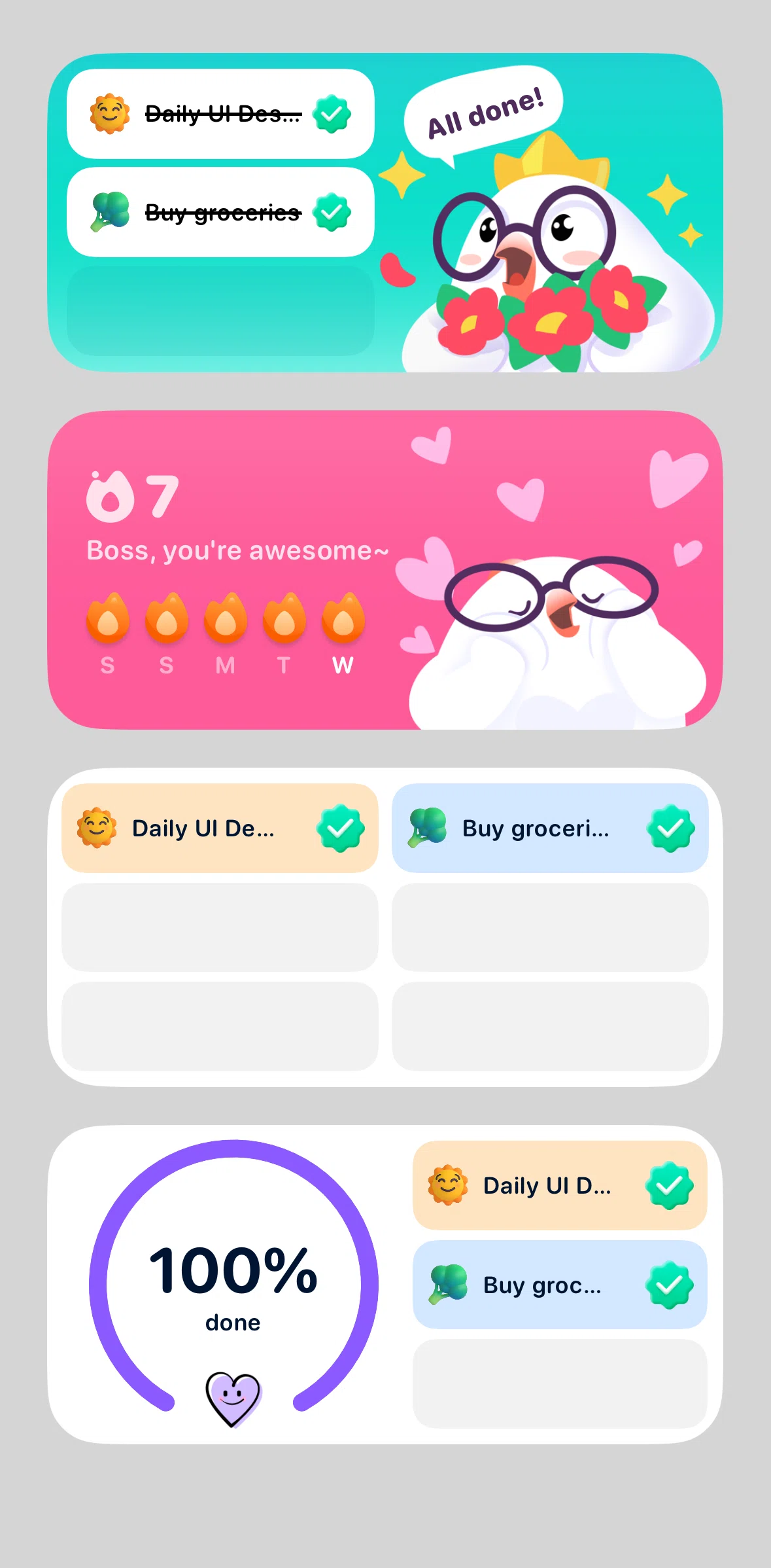 Me+ Screen screen in the Widgets flow