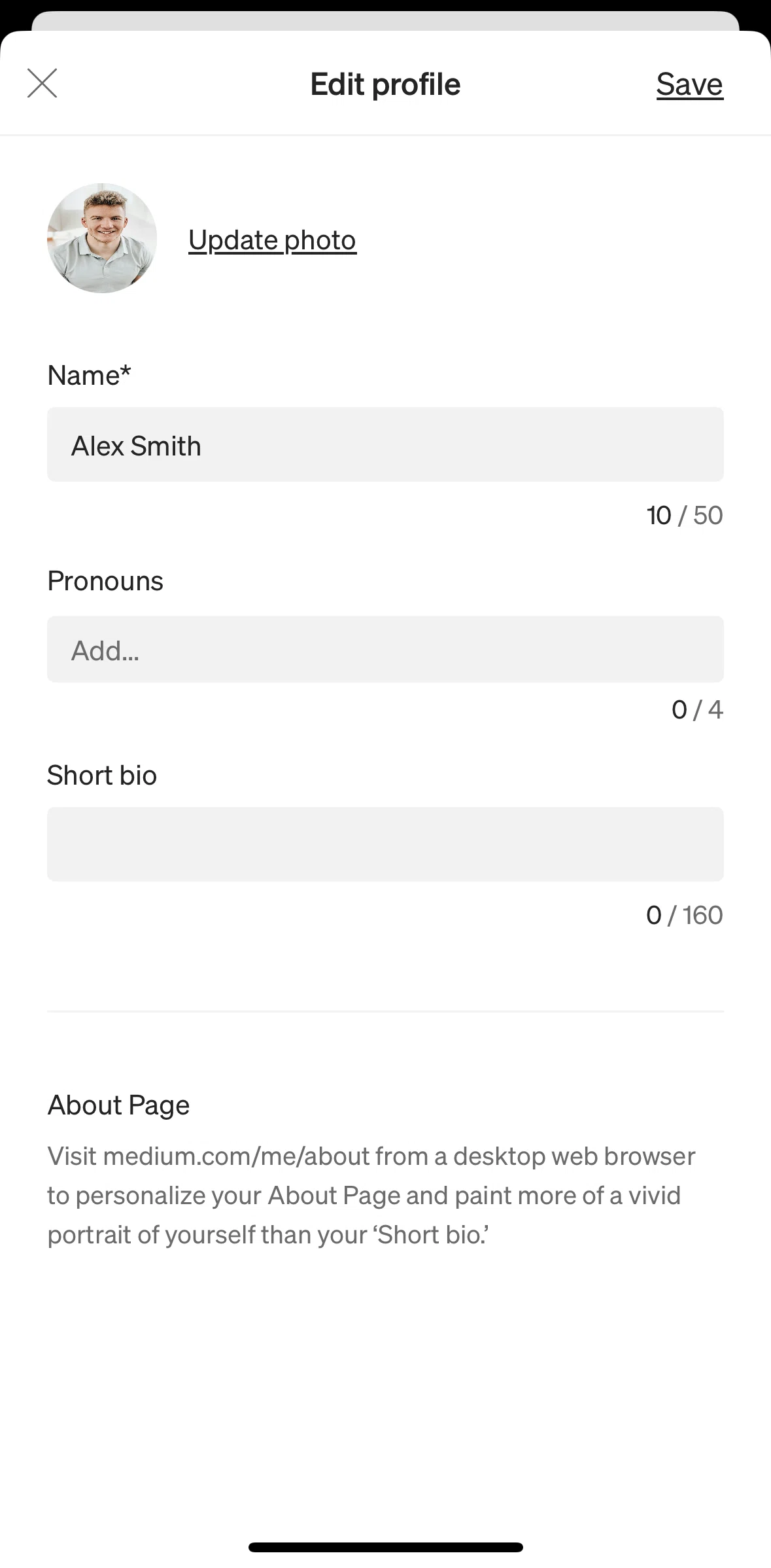 Medium Screen 1 screen in the Adding pronouns flow