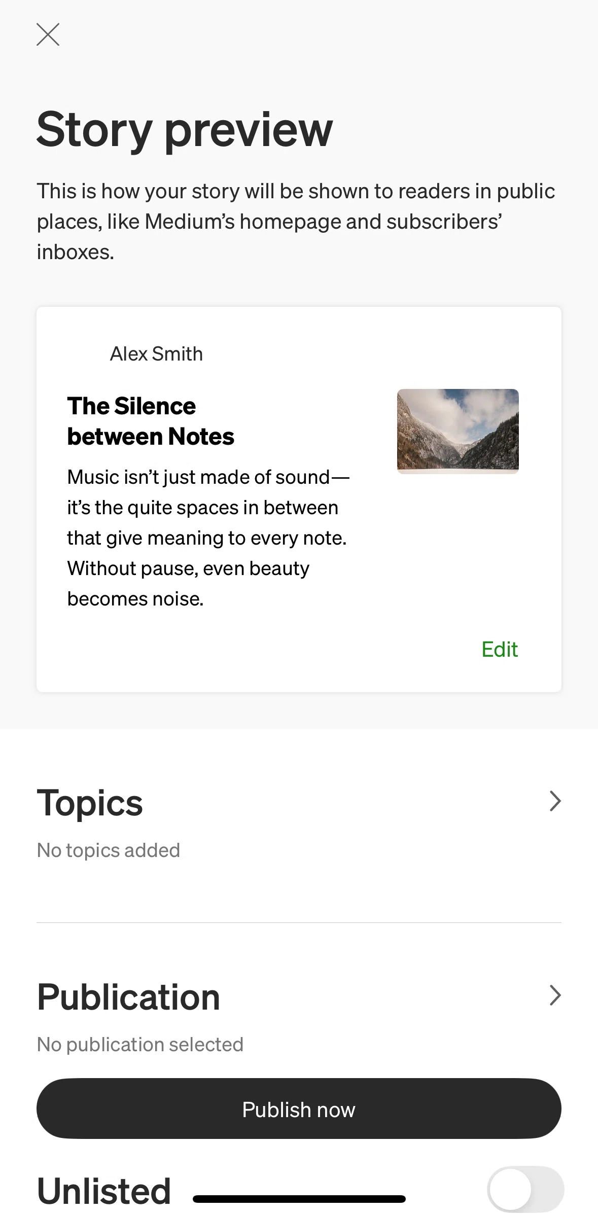 Medium Screen 1 screen in the Adding topics flow