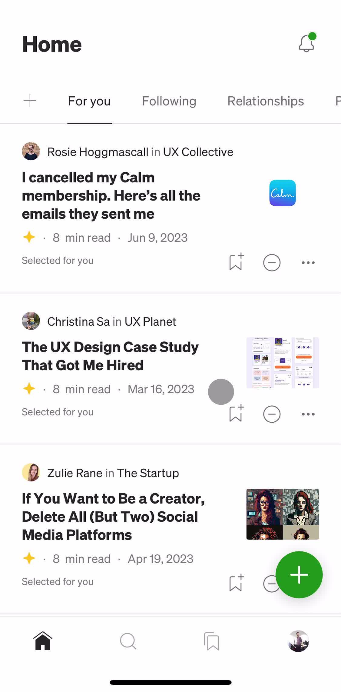 Medium Home screen in the Analytics Stats flow