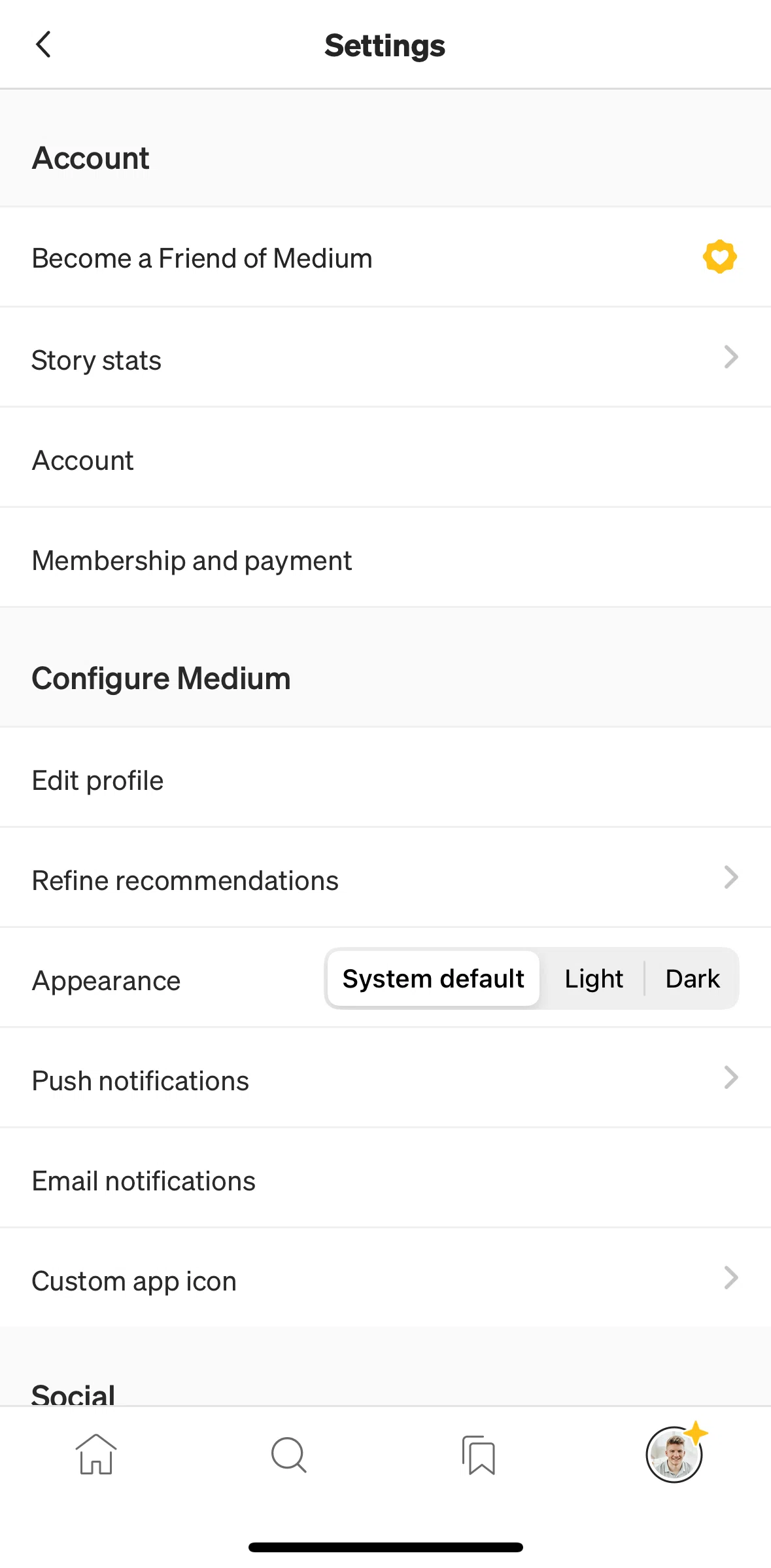 Medium Screen 1 screen in the Changing notification settings flow