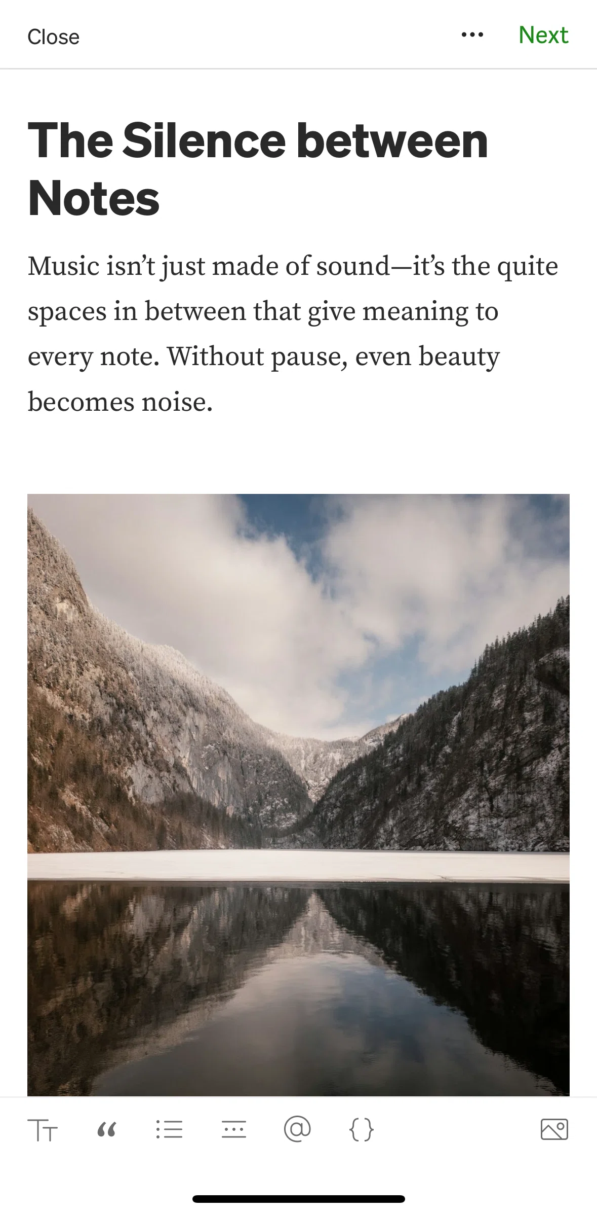 Medium Screen 1 screen in the Changing text format flow