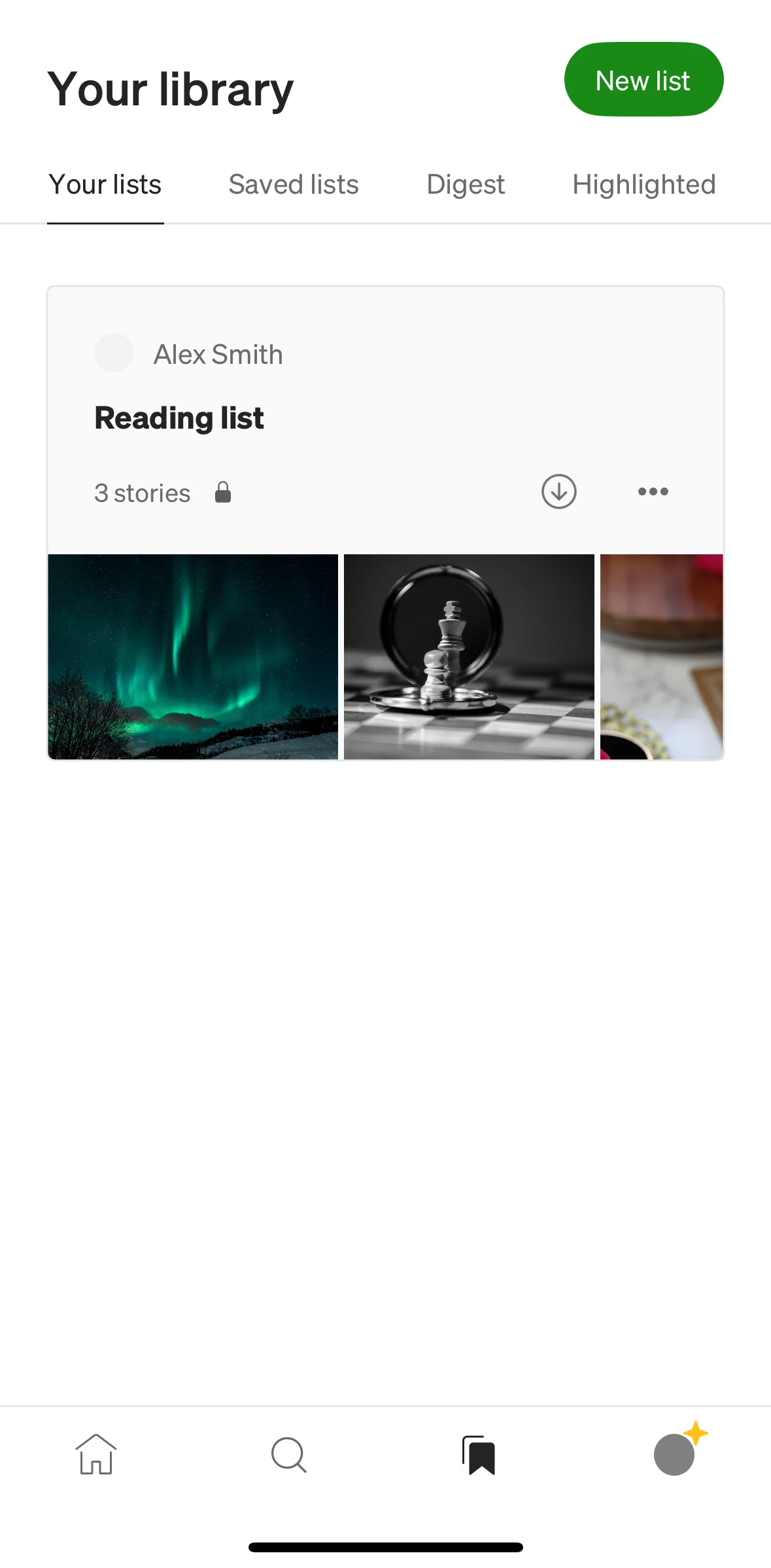 Medium Screen 1 screen in the Creating a list flow