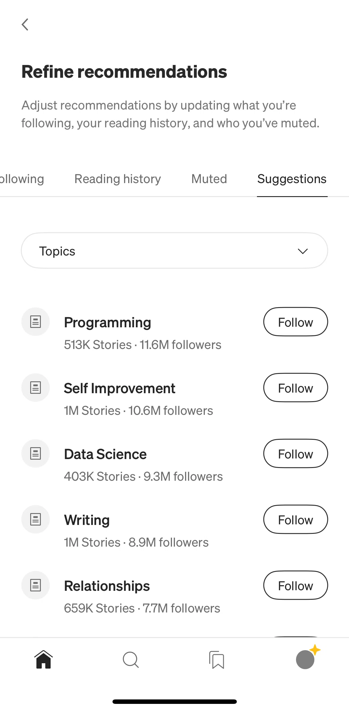 Medium Screen 1 screen in the Filtering suggestions flow