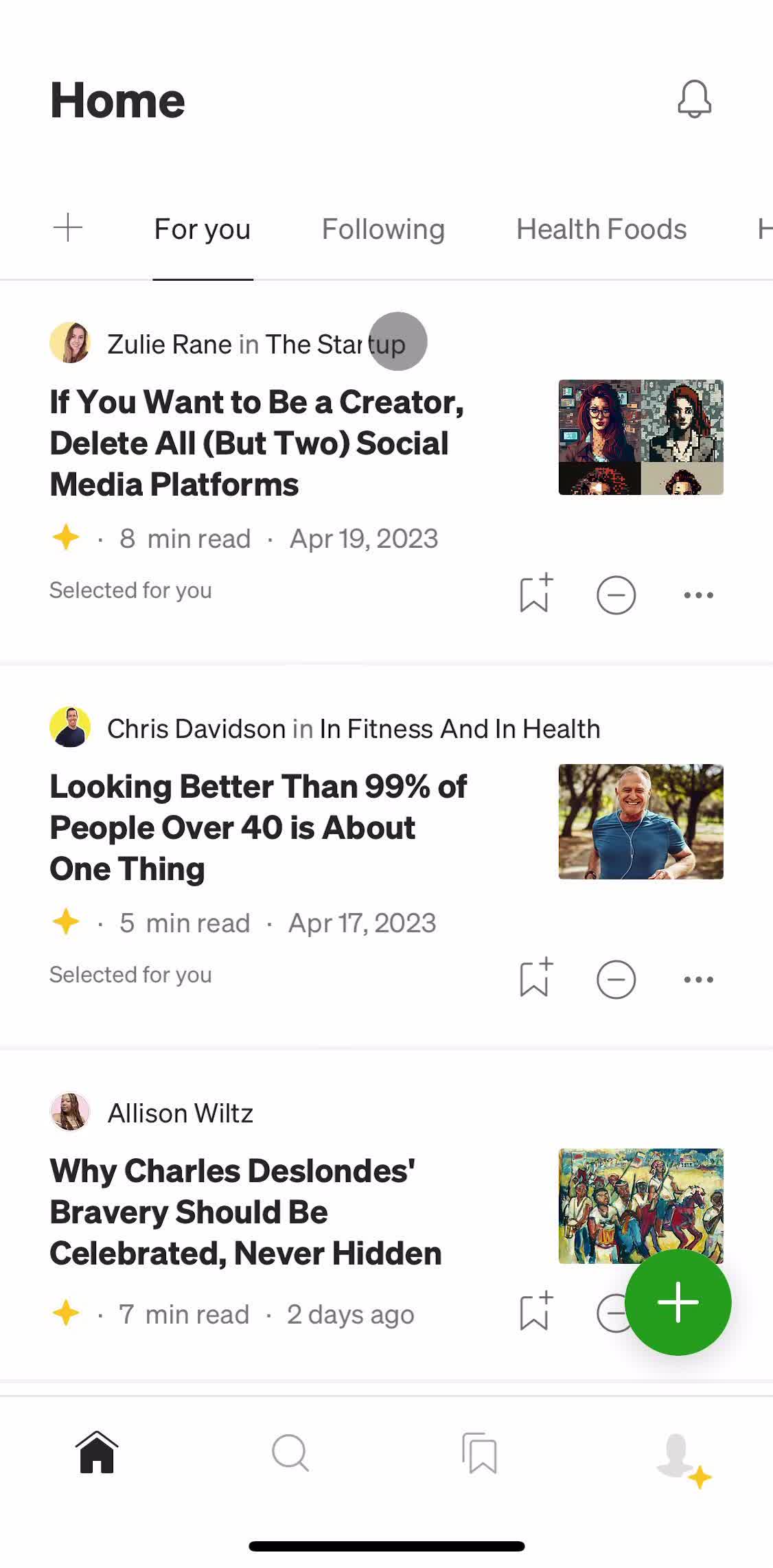 Medium Home screen in the General Browsing flow