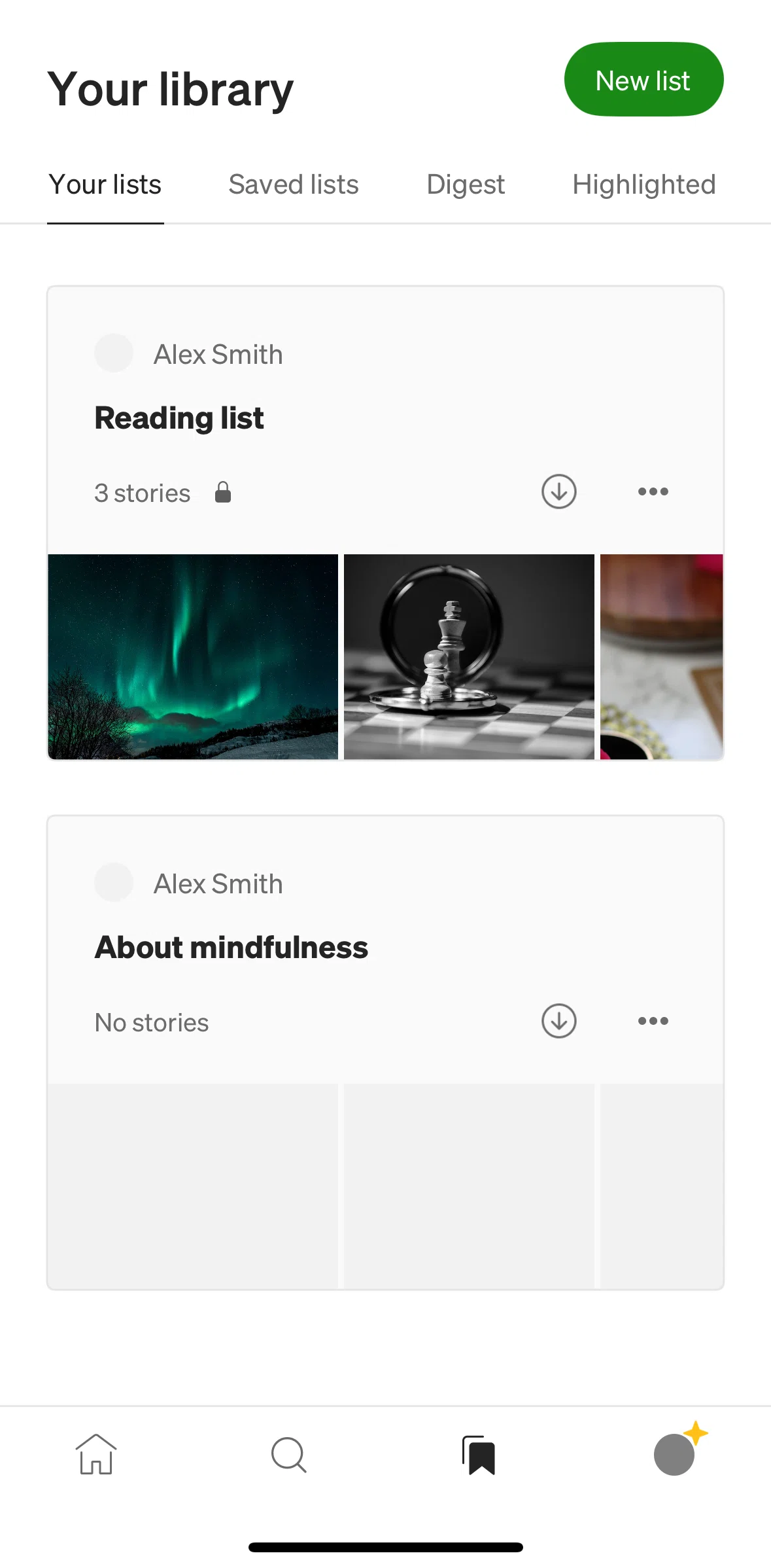 Medium Screen 1 screen in the List detail flow