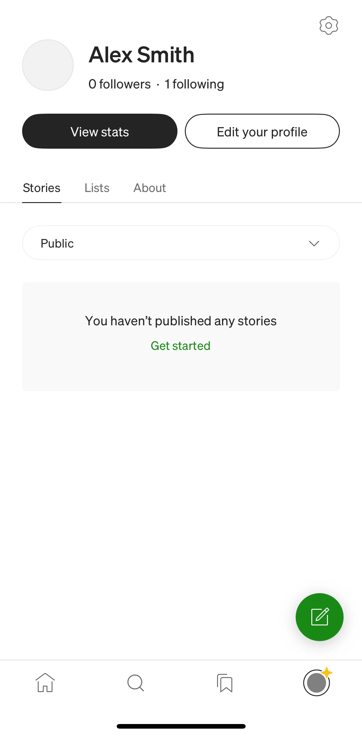 Medium Screen 1 screen in the Story stats flow