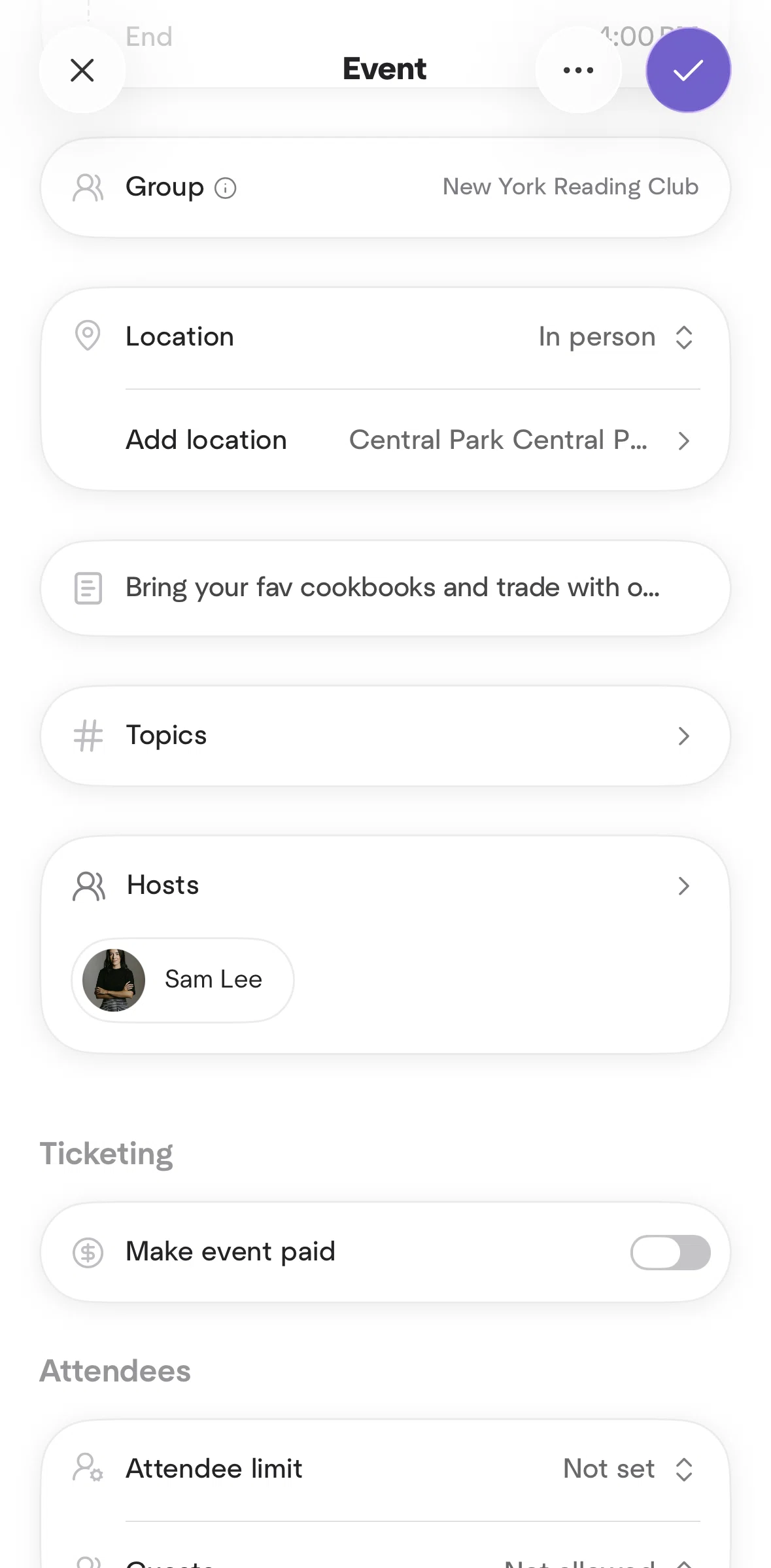Meetup Screen screen in the Adding topics flow