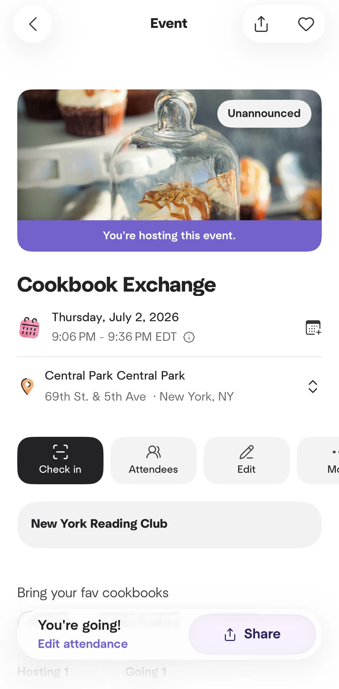 Meetup Screen screen in the Attendees (own event) flow