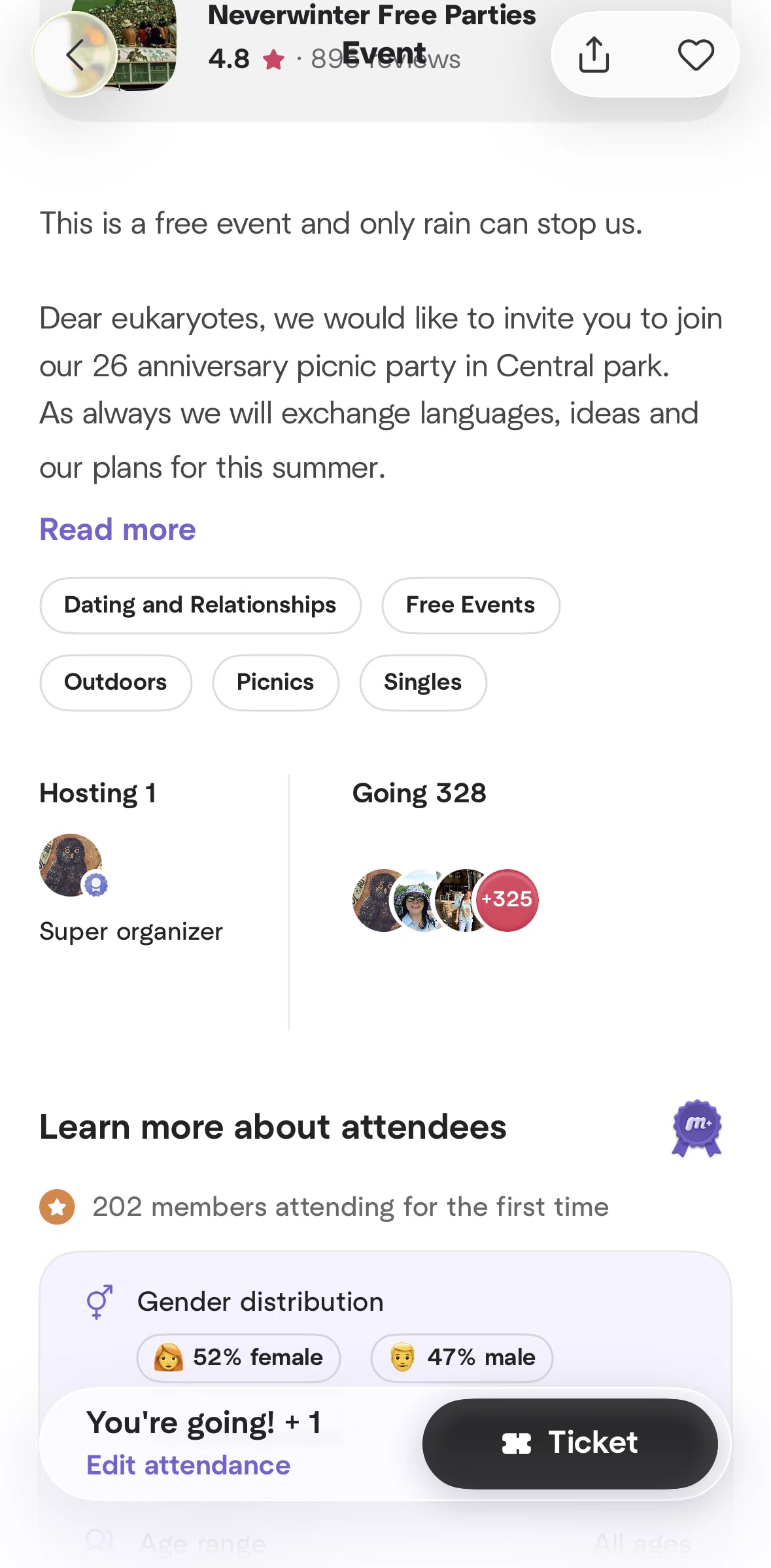 Meetup Screen screen in the Attendees flow