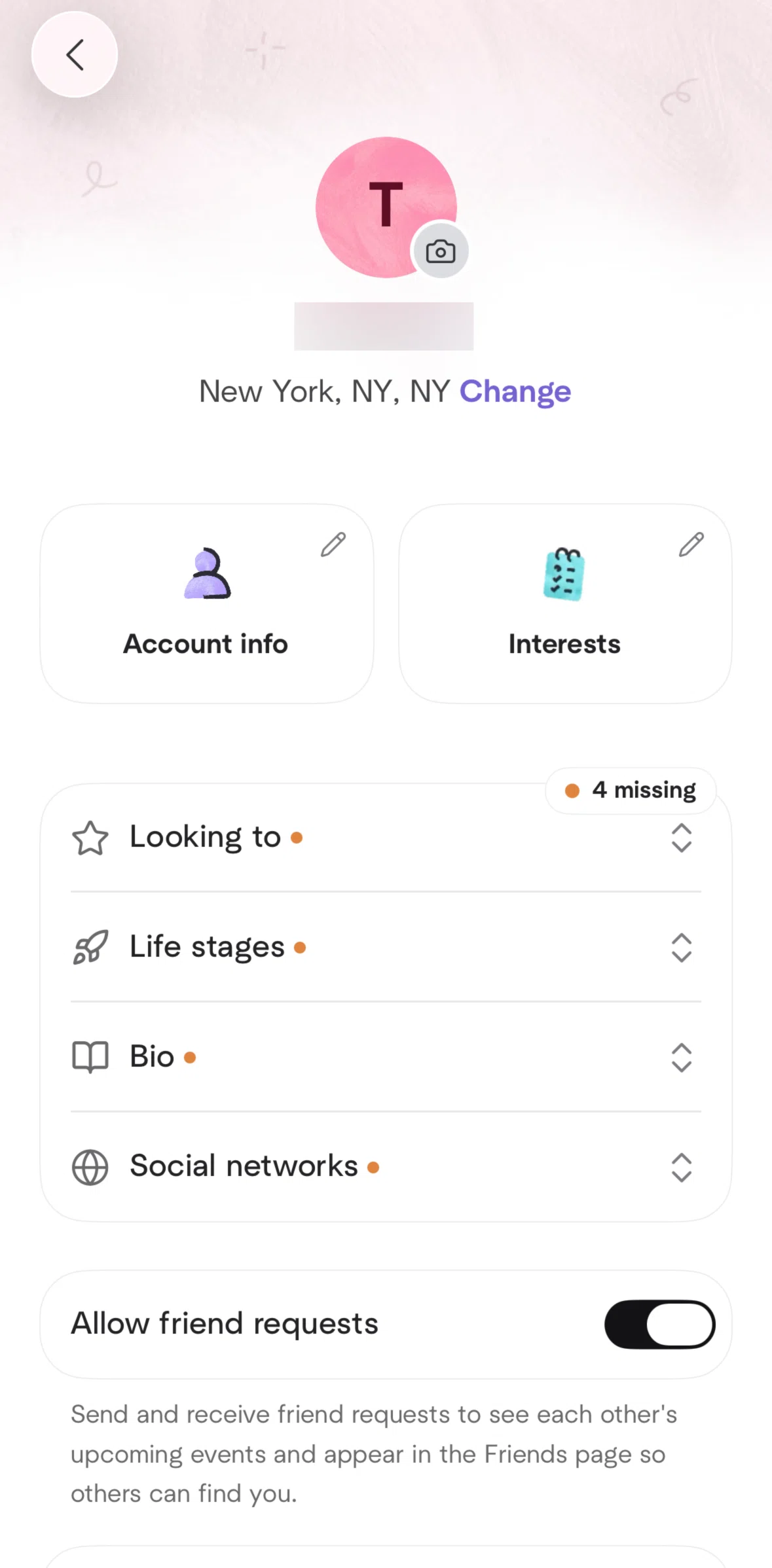 Meetup Screen screen in the Changing profile photo flow