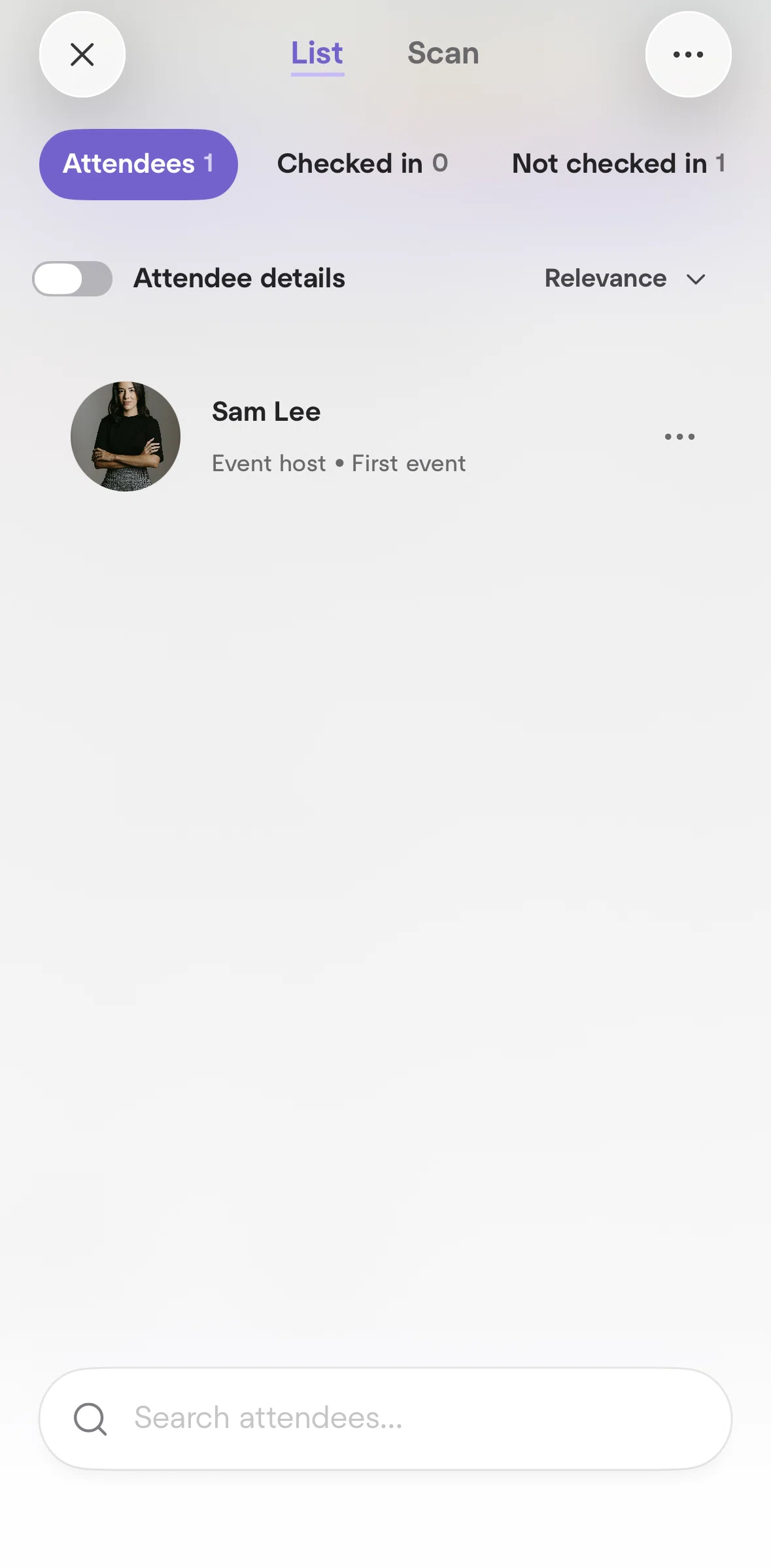 Meetup Screen screen in the Checking in a user flow