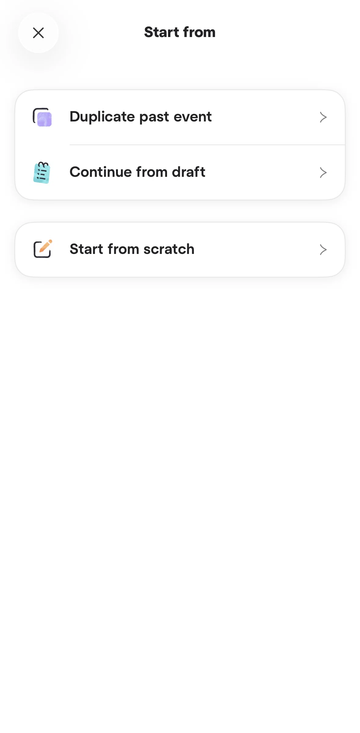 Meetup Screen screen in the Creating an event (from scratch) flow
