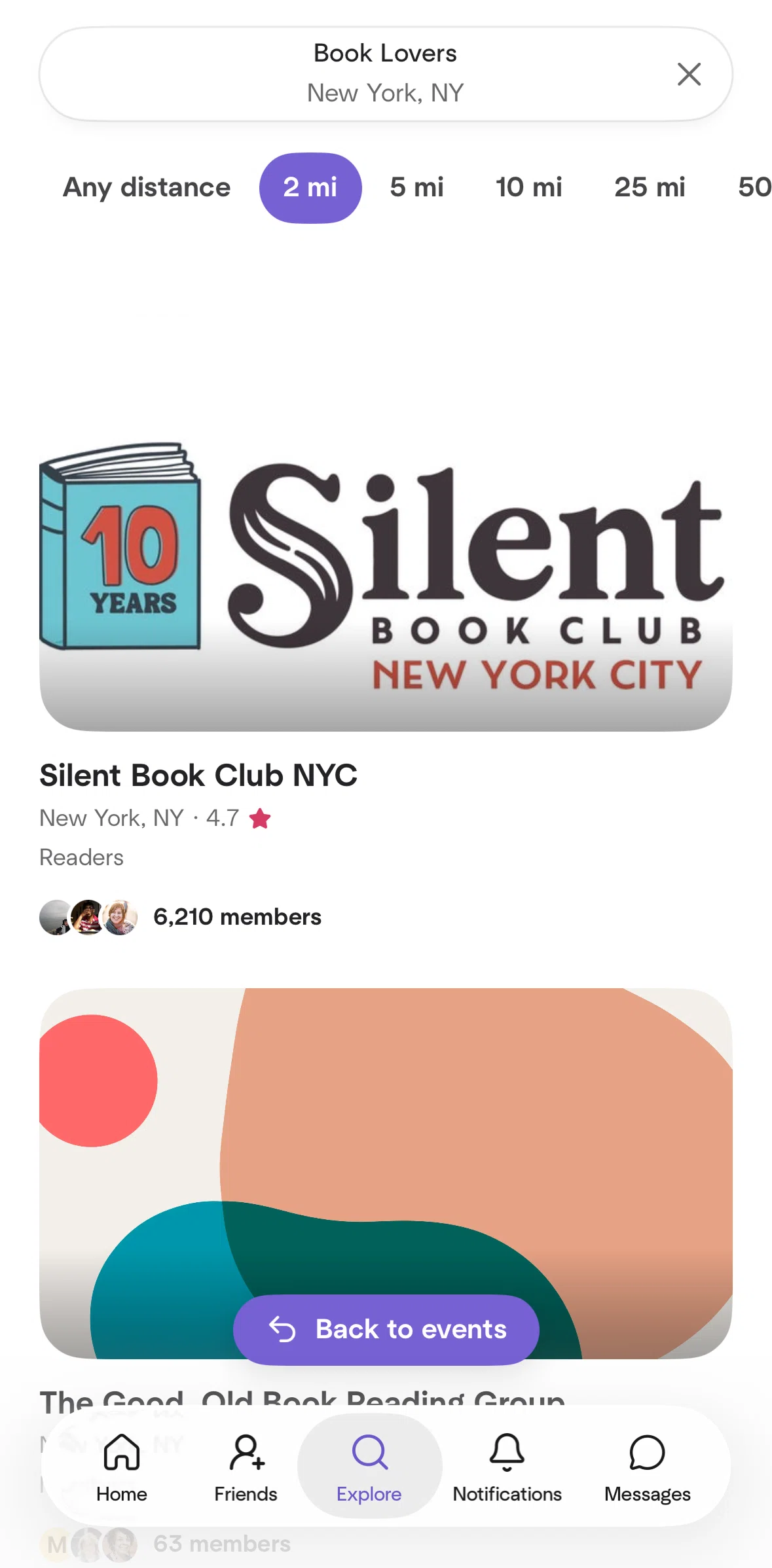 Meetup Screen screen in the Group detail flow