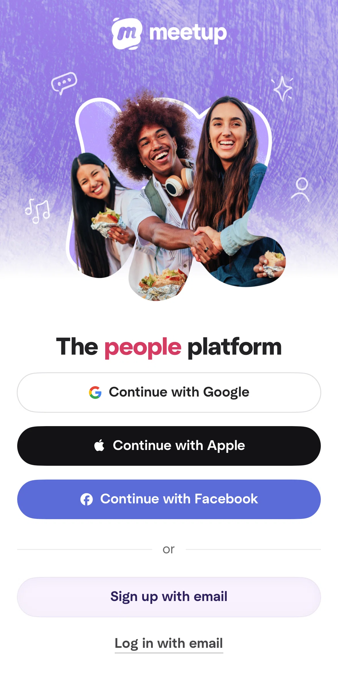Meetup Screen screen in the Logging in flow