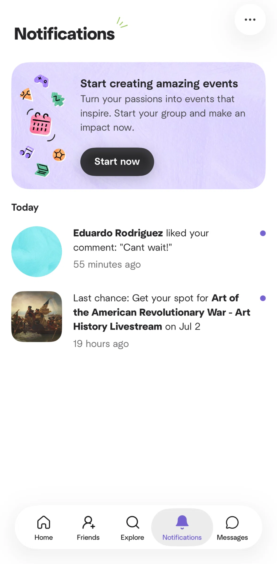 Meetup Screen screen in the Marking notifications as read flow