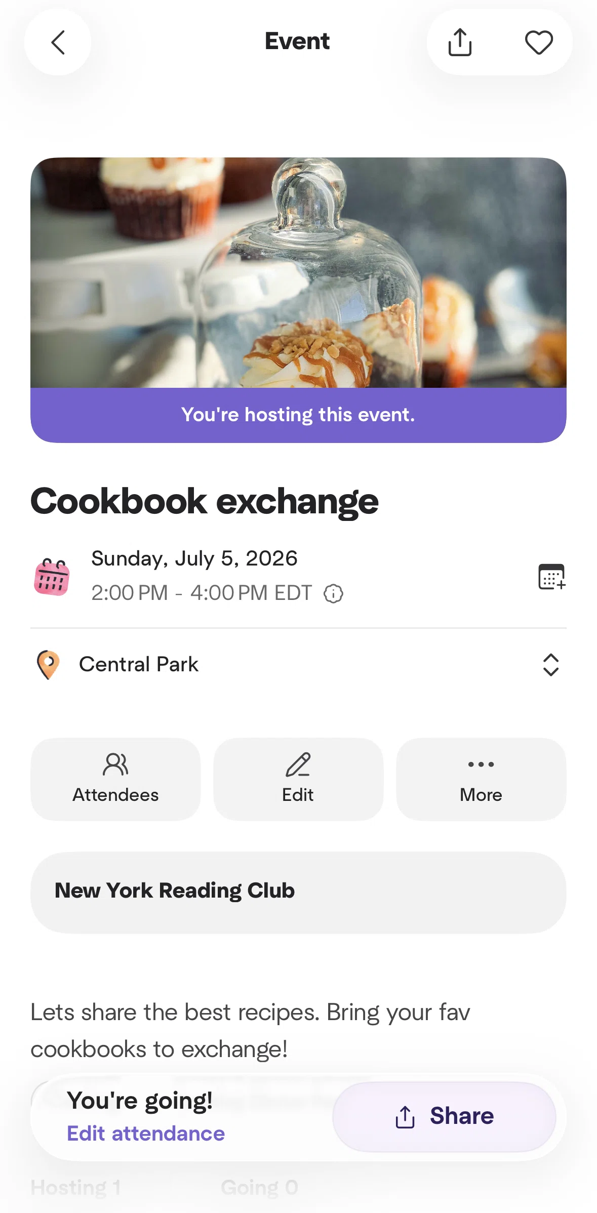 Meetup Screen screen in the Pinning an event flow