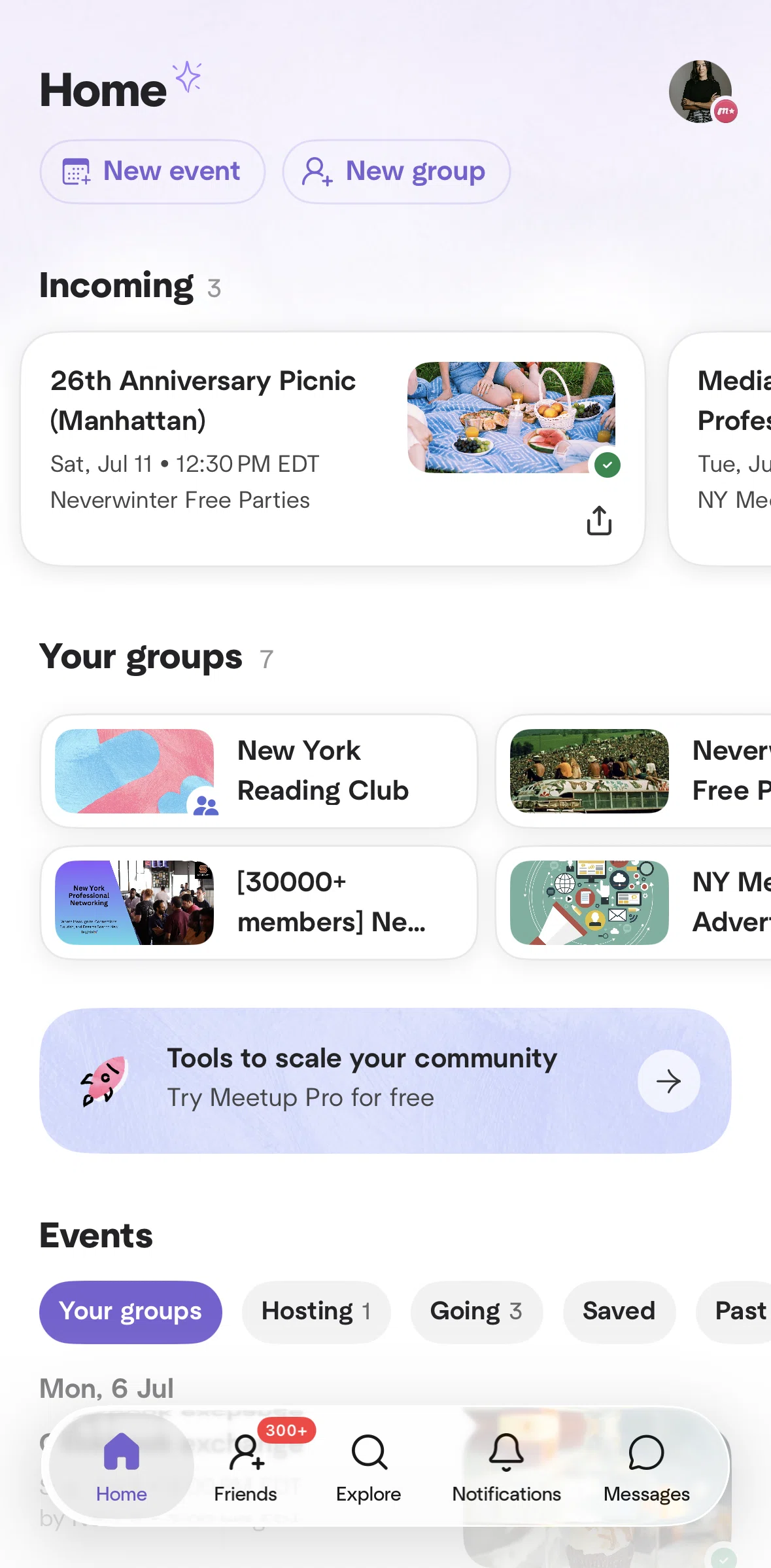 Meetup Screen screen in the Profile flow