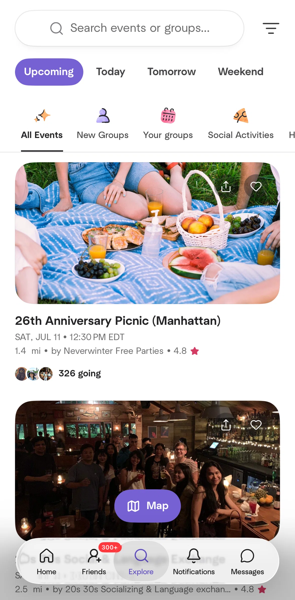 Meetup Screen screen in the Searching events flow