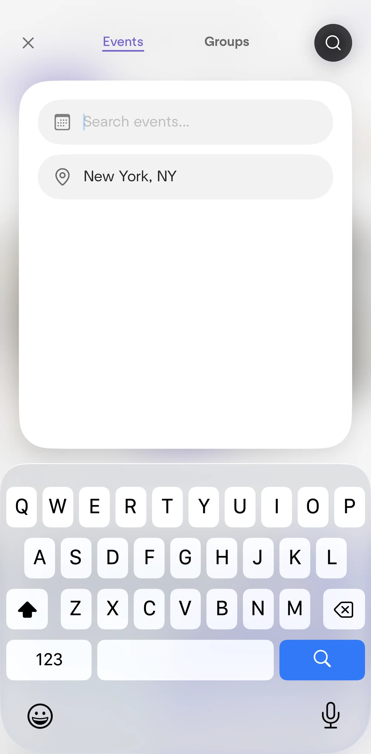Meetup Screen screen in the Searching groups flow