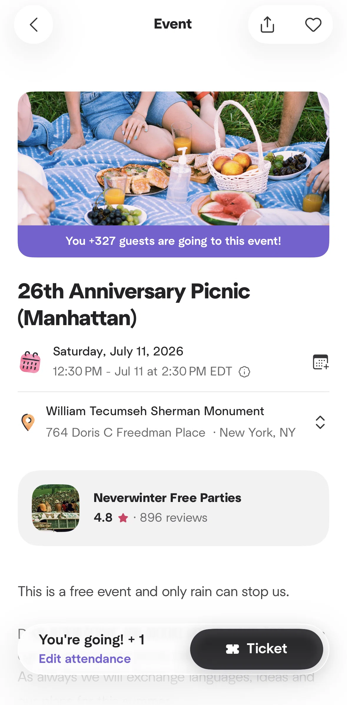 Meetup Screen screen in the Updating attendance flow